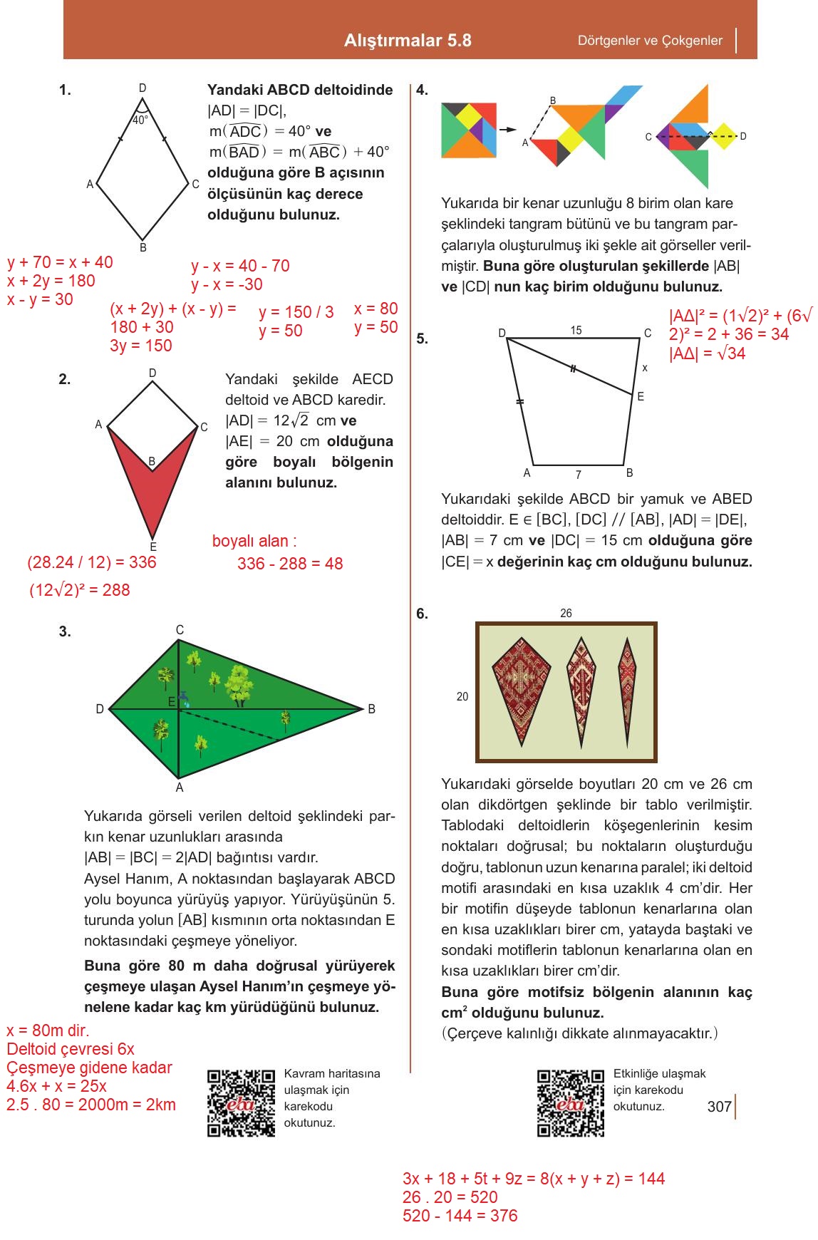 10. Sınıf Meb Yayınları Matematik Ders Kitabı Sayfa 307 Cevapları