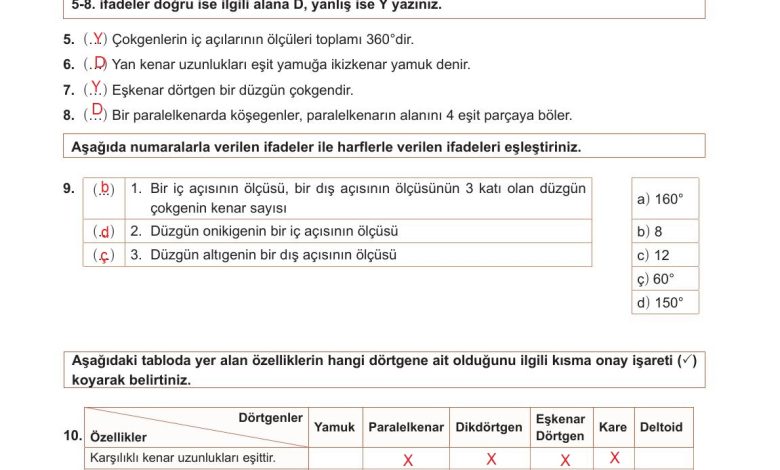 10. Sınıf Meb Yayınları Matematik Ders Kitabı Sayfa 308 Cevapları