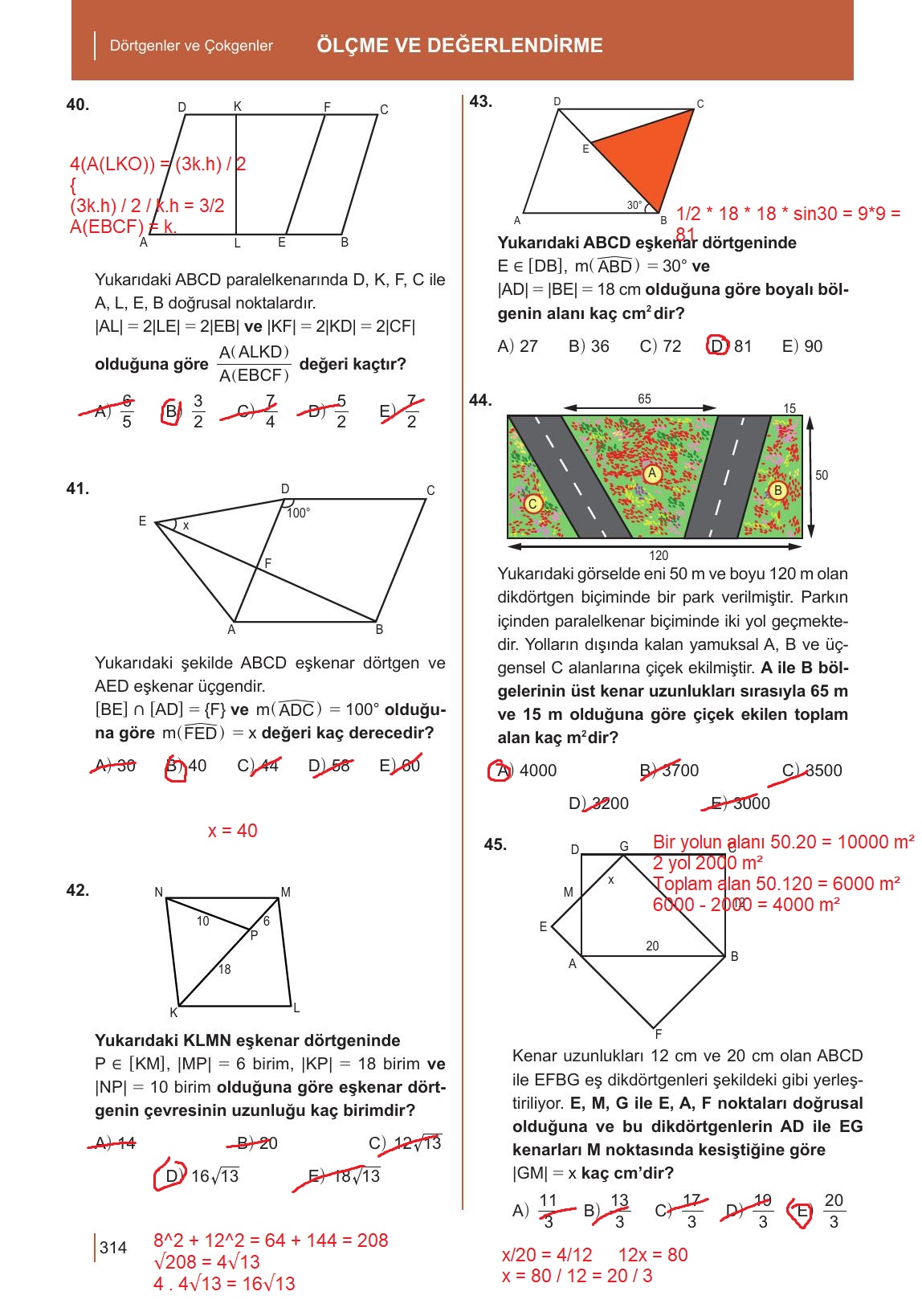 10. Sınıf Meb Yayınları Matematik Ders Kitabı Sayfa 314 Cevapları