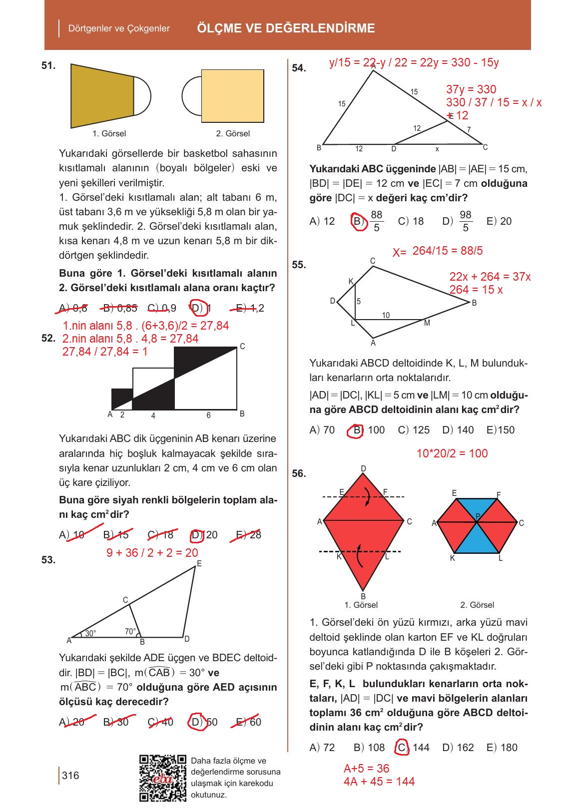 10. Sınıf Meb Yayınları Matematik Ders Kitabı Sayfa 316 Cevapları