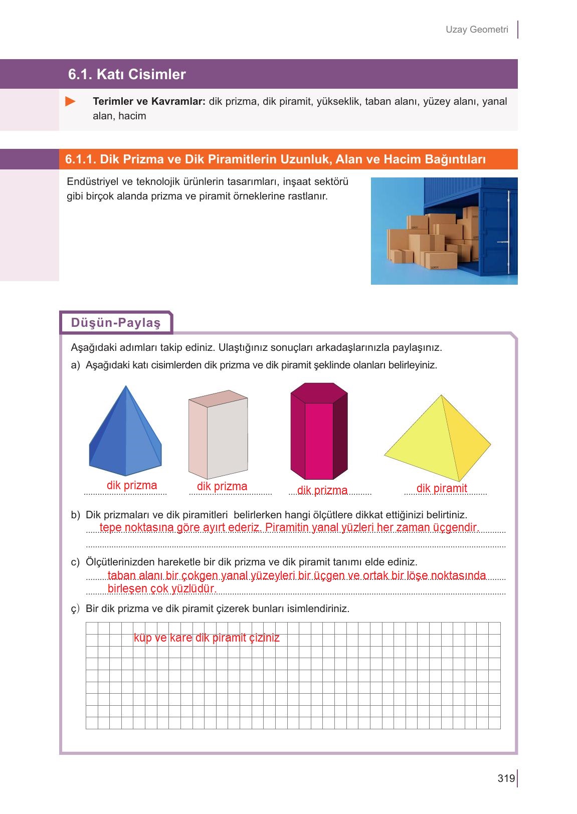 10. Sınıf Meb Yayınları Matematik Ders Kitabı Sayfa 319 Cevapları