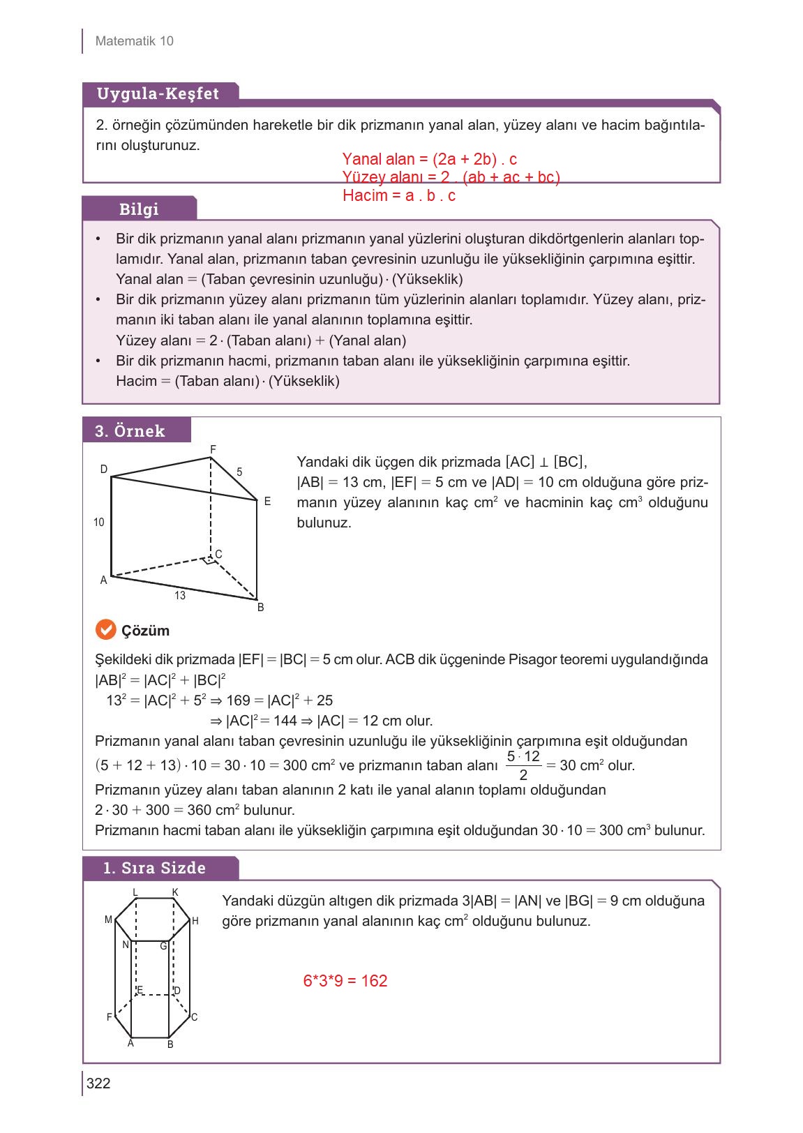 10. Sınıf Meb Yayınları Matematik Ders Kitabı Sayfa 322 Cevapları