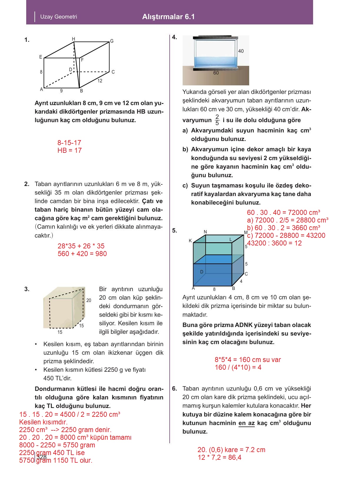 10. Sınıf Meb Yayınları Matematik Ders Kitabı Sayfa 328 Cevapları