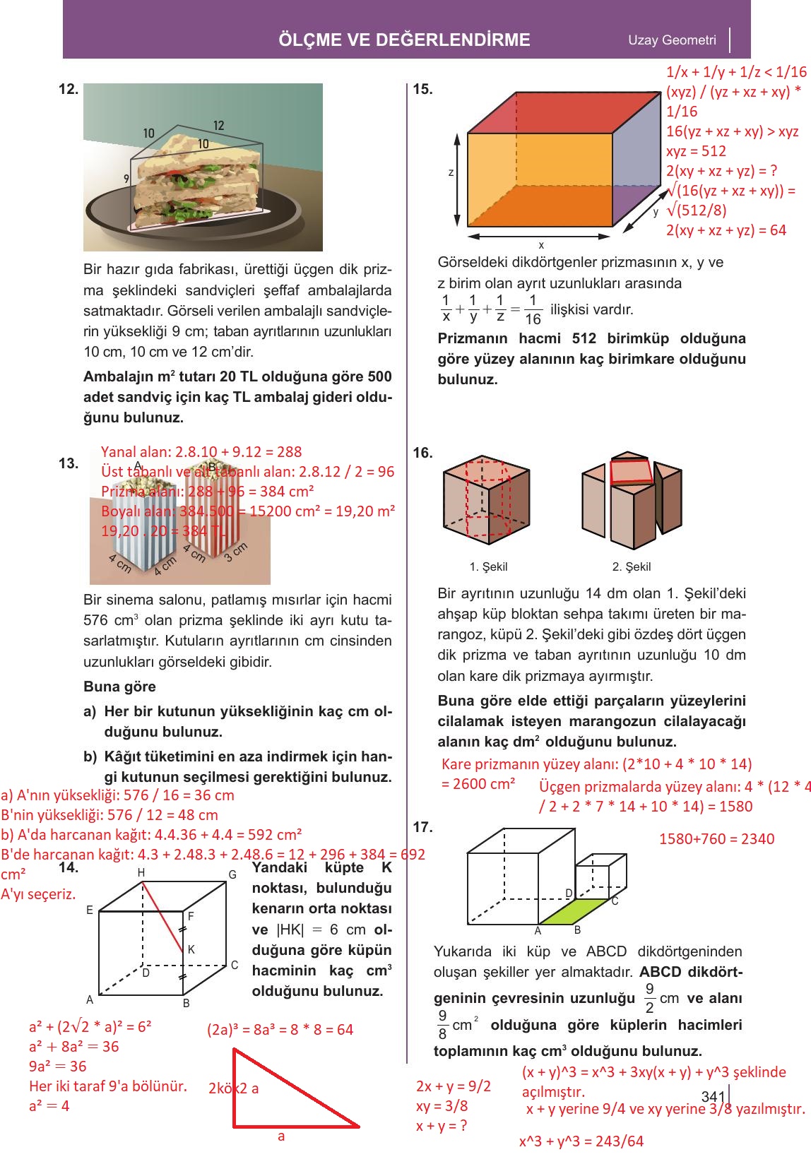 10. Sınıf Meb Yayınları Matematik Ders Kitabı Sayfa 341 Cevapları