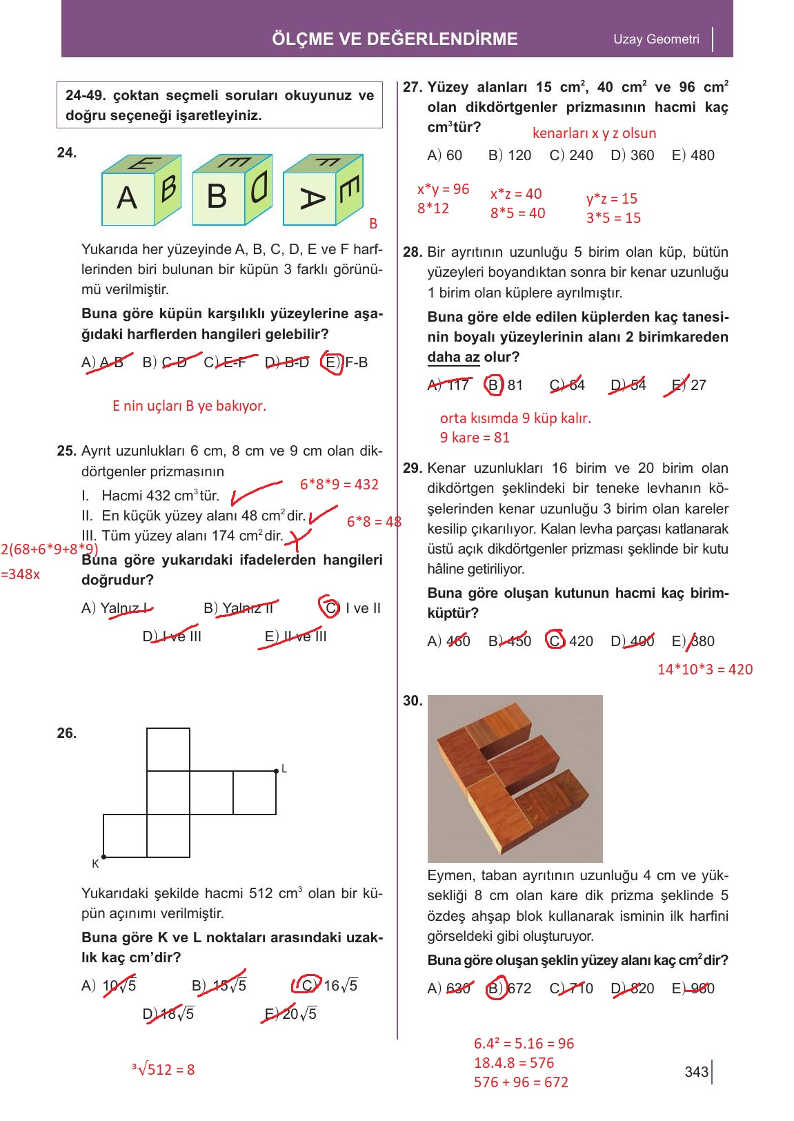 10. Sınıf Meb Yayınları Matematik Ders Kitabı Sayfa 343 Cevapları