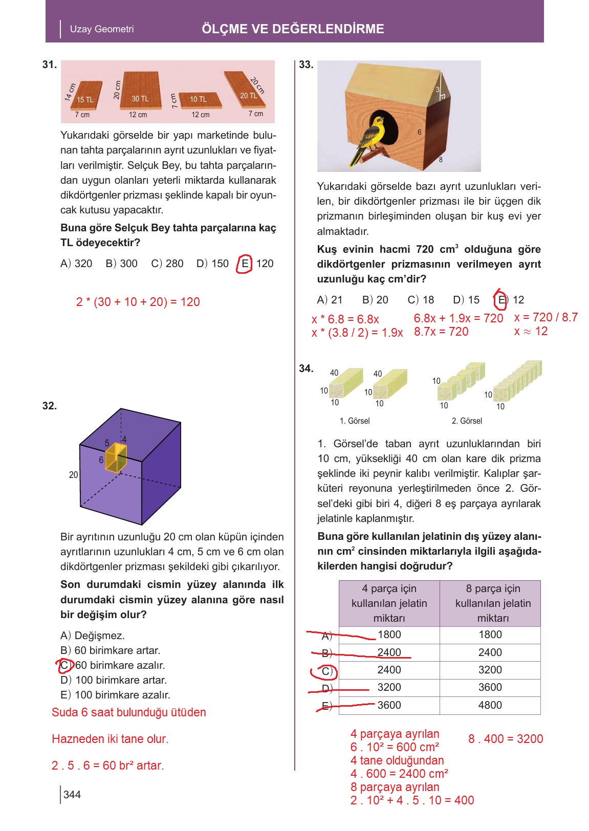 10. Sınıf Meb Yayınları Matematik Ders Kitabı Sayfa 344 Cevapları