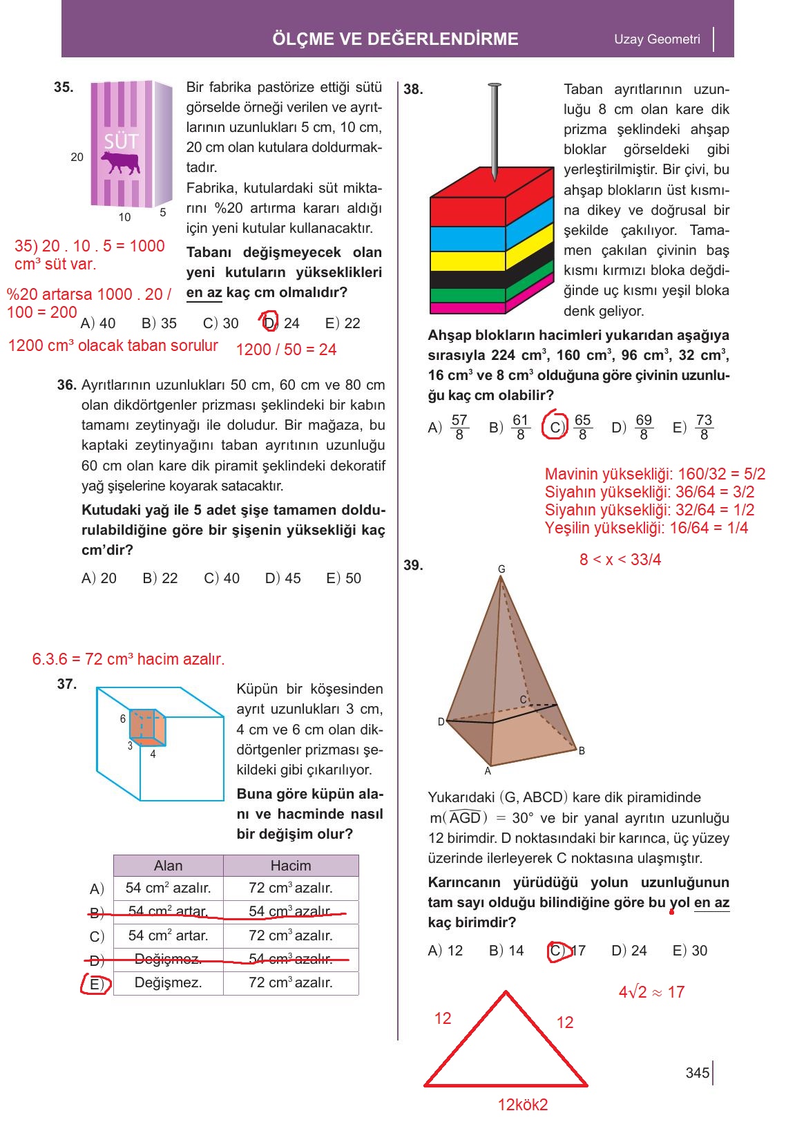 10. Sınıf Meb Yayınları Matematik Ders Kitabı Sayfa 345 Cevapları