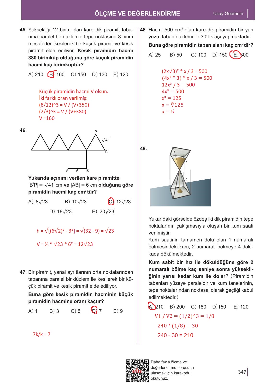 10. Sınıf Meb Yayınları Matematik Ders Kitabı Sayfa 347 Cevapları