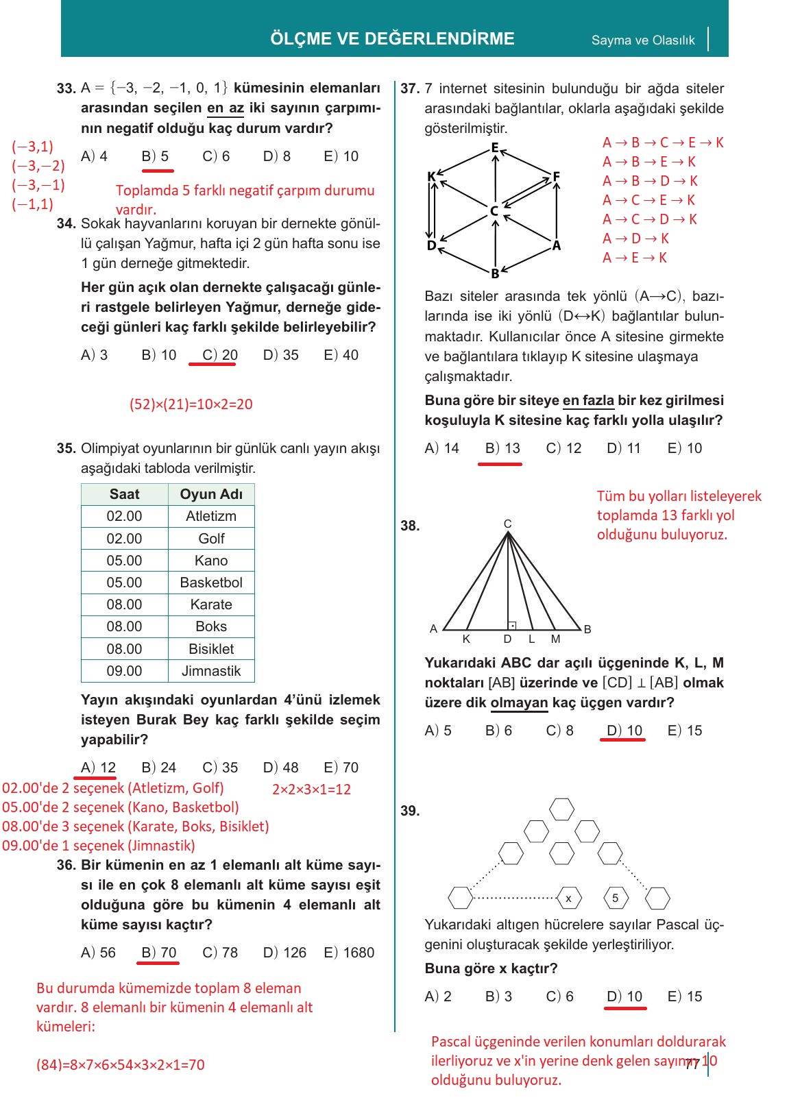 10. Sınıf Meb Yayınları Matematik Ders Kitabı Sayfa 77 Cevapları