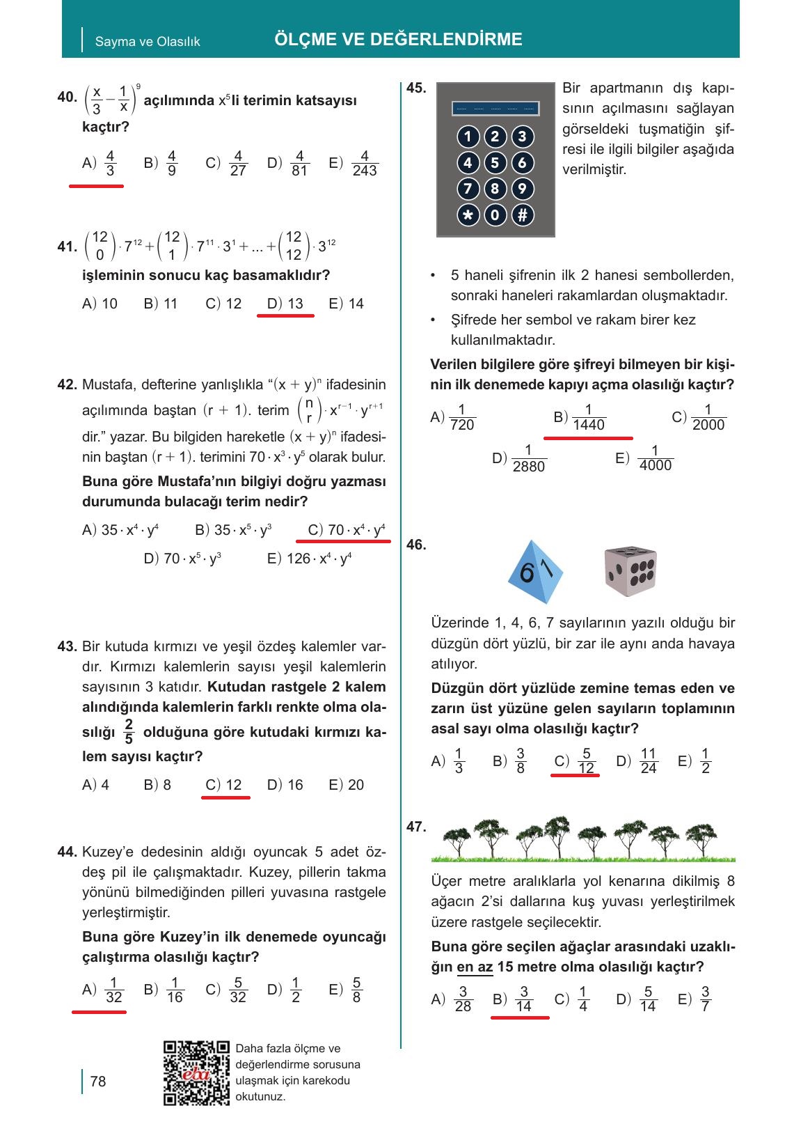 10. Sınıf Meb Yayınları Matematik Ders Kitabı Sayfa 78 Cevapları