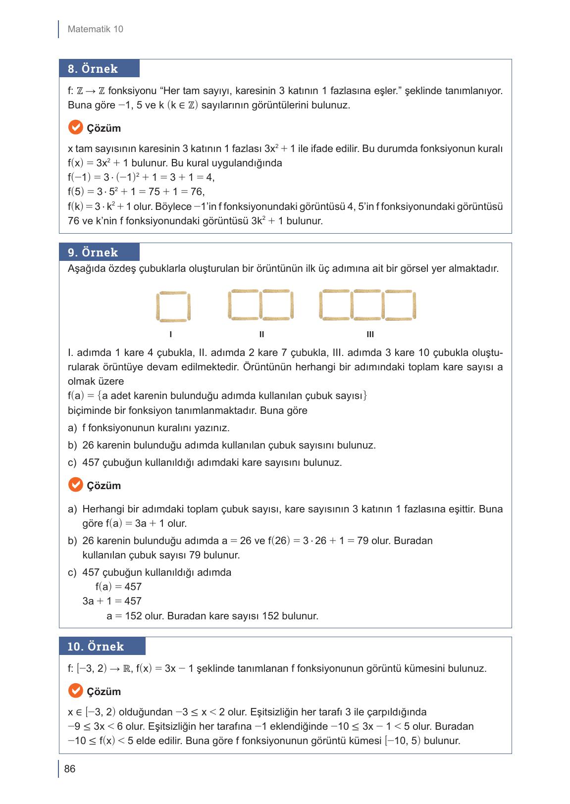 10. Sınıf Meb Yayınları Matematik Ders Kitabı Sayfa 86 Cevapları