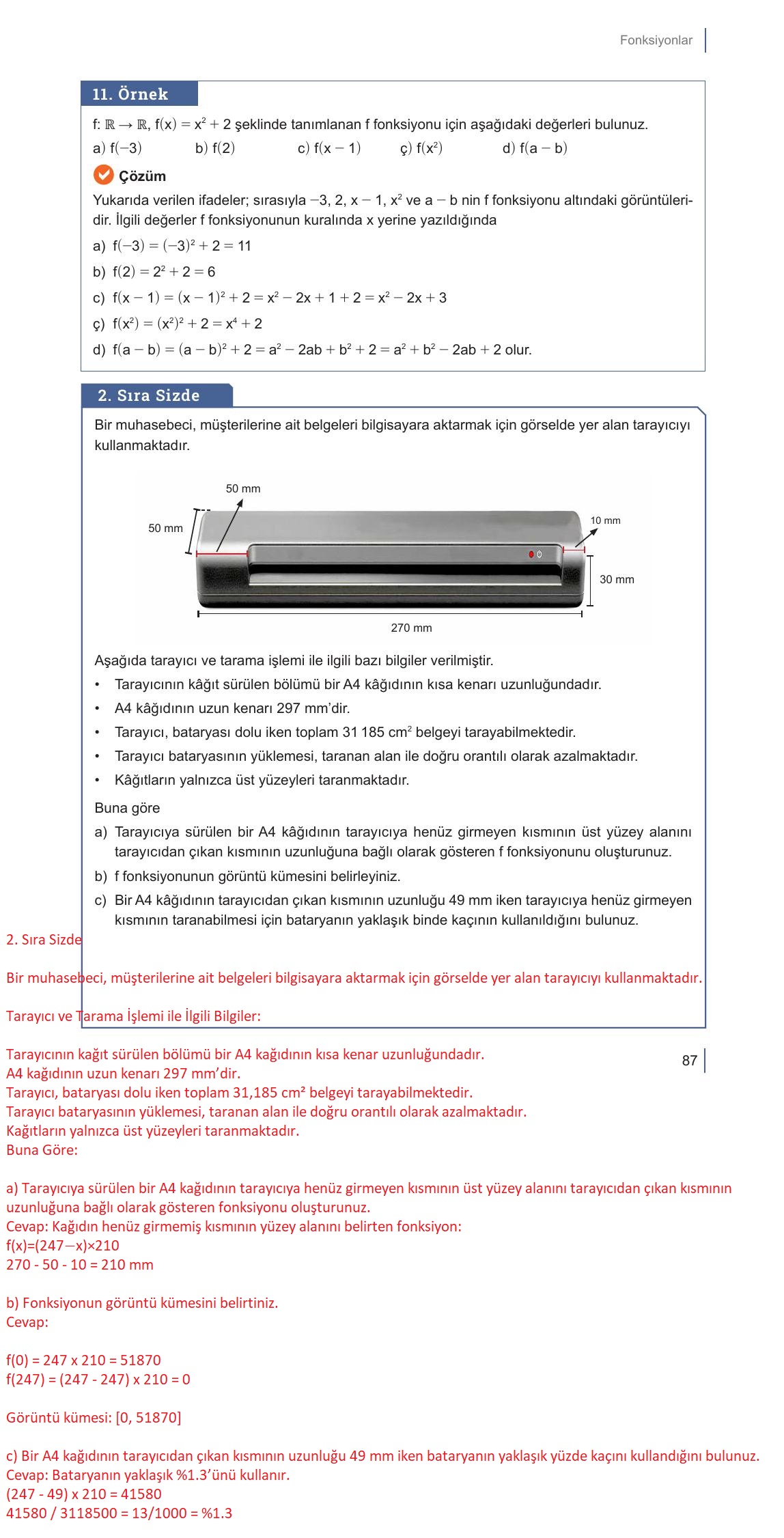 10. Sınıf Meb Yayınları Matematik Ders Kitabı Sayfa 87 Cevapları