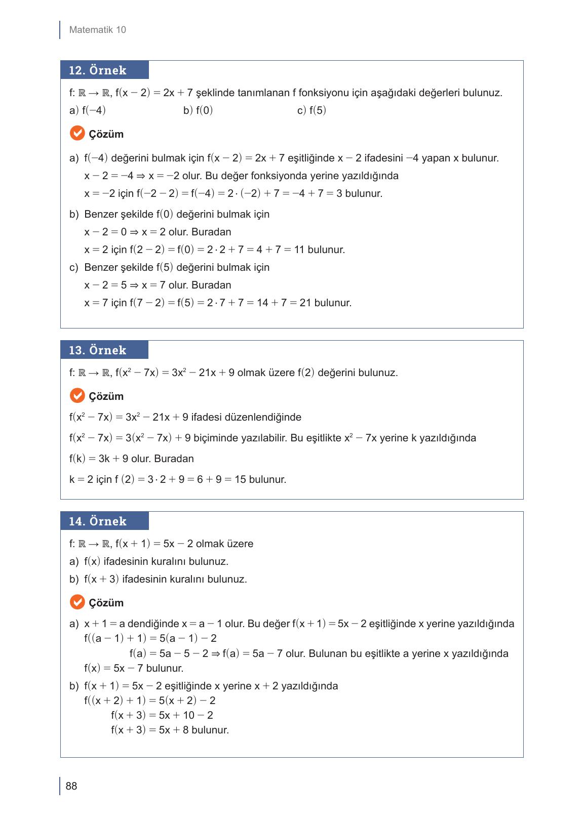 10. Sınıf Meb Yayınları Matematik Ders Kitabı Sayfa 88 Cevapları