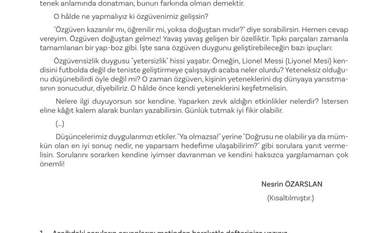 5. Sınıf Meb Yayınları Türkçe 1. Kitap Ders Kitabı Sayfa 185 Cevapları