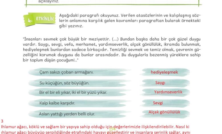 5. Sınıf Meb Yayınları Türkçe 1. Kitap Ders Kitabı Sayfa 154 Cevapları