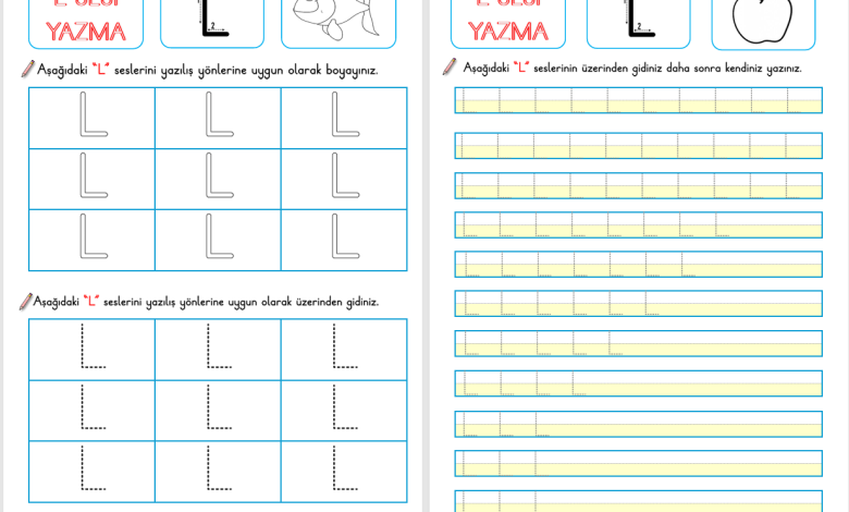 L Sesi Okuma ve Yazma Etkinliği (Yeni Müfredata Uygun)