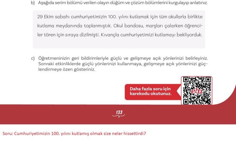 5. Sınıf Meb Yayınları Türkçe 1. Kitap Ders Kitabı Sayfa 133 Cevapları