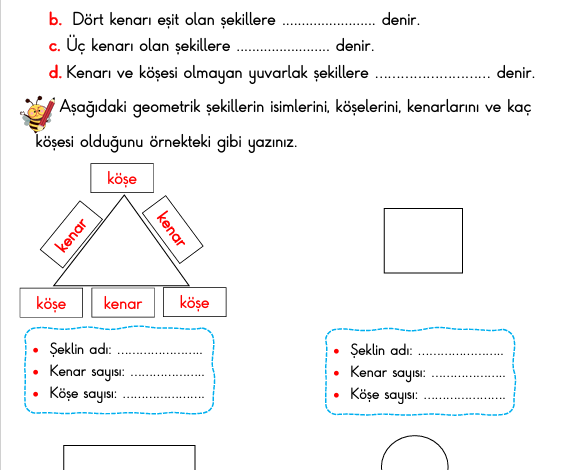 1. Sınıf Geometrik Şekiller Konu Anlatımı ve Etkinlikleri