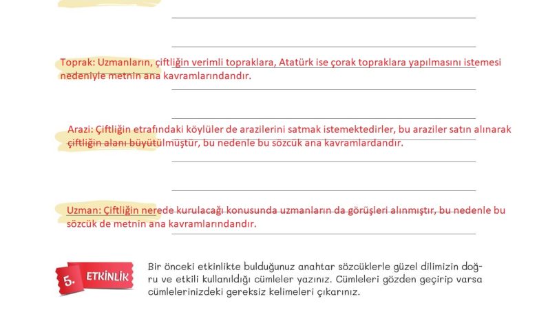 5. Sınıf Meb Yayınları Türkçe 1. Kitap Ders Kitabı Sayfa 124 Cevapları