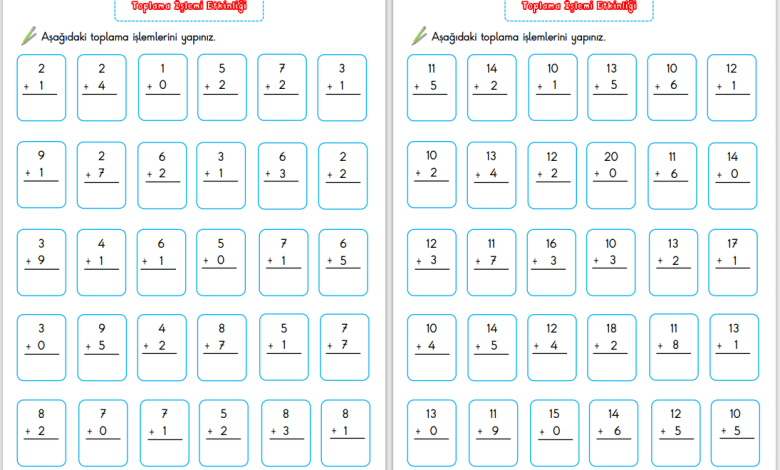 1. Sınıf Toplama İşlemi Etkinliği – 3