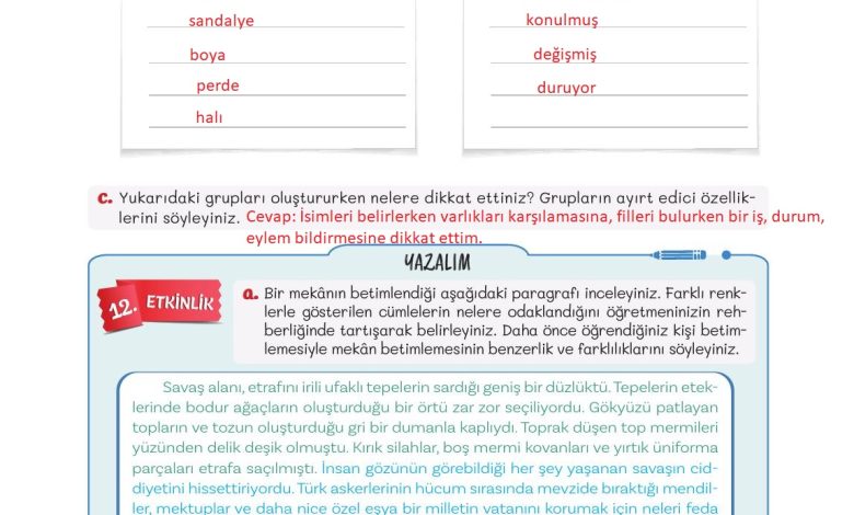 5. Sınıf Meb Yayınları Türkçe 1. Kitap Ders Kitabı Sayfa 88 Cevapları