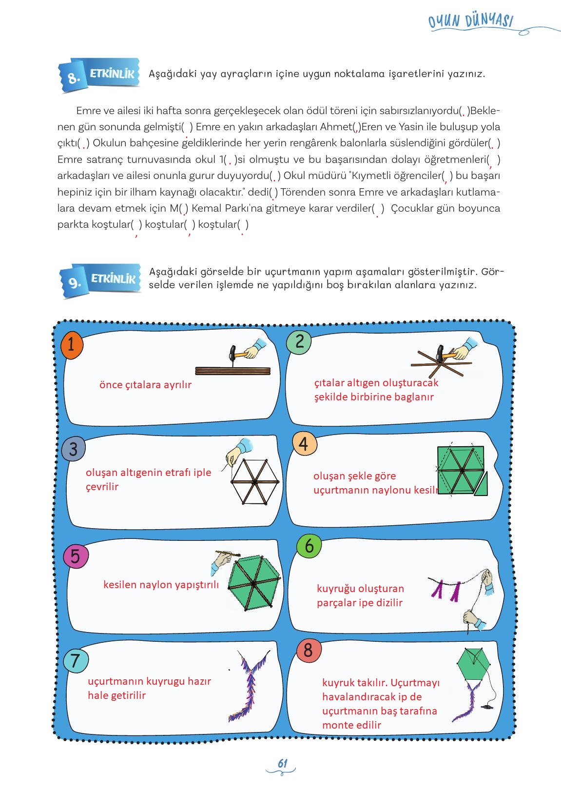 5. Sınıf Meb Yayınları Türkçe 1. Kitap Ders Kitabı Sayfa 61 Cevapları