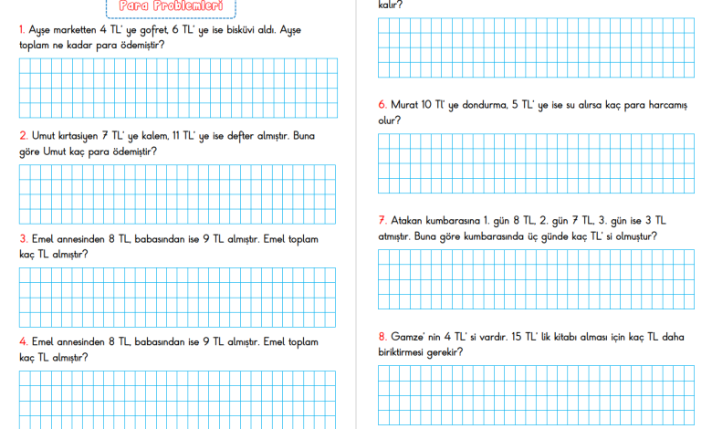 1. Sınıf Para Problemleri