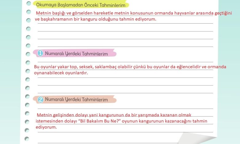 5. Sınıf Meb Yayınları Türkçe 1. Kitap Ders Kitabı Sayfa 25 Cevapları