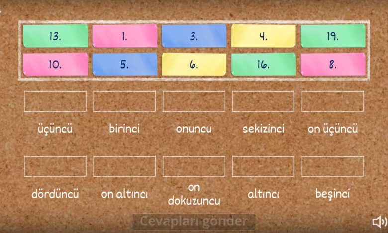 1. Sınıf Sıra Bildiren Sayılar Oyunu