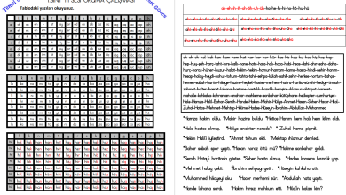H Sesi Hece, Kelime, Cümle ve Metin Okuma Etkinlikleri