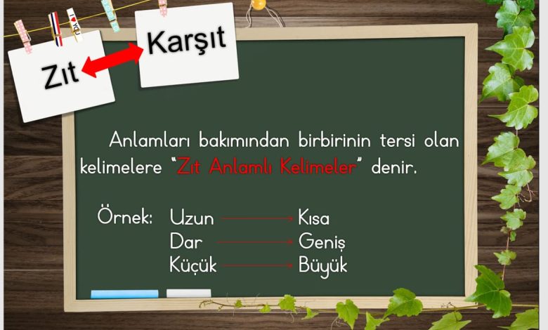 1. Sınıf Zıt Anlamlı Kelimeler Sunusu