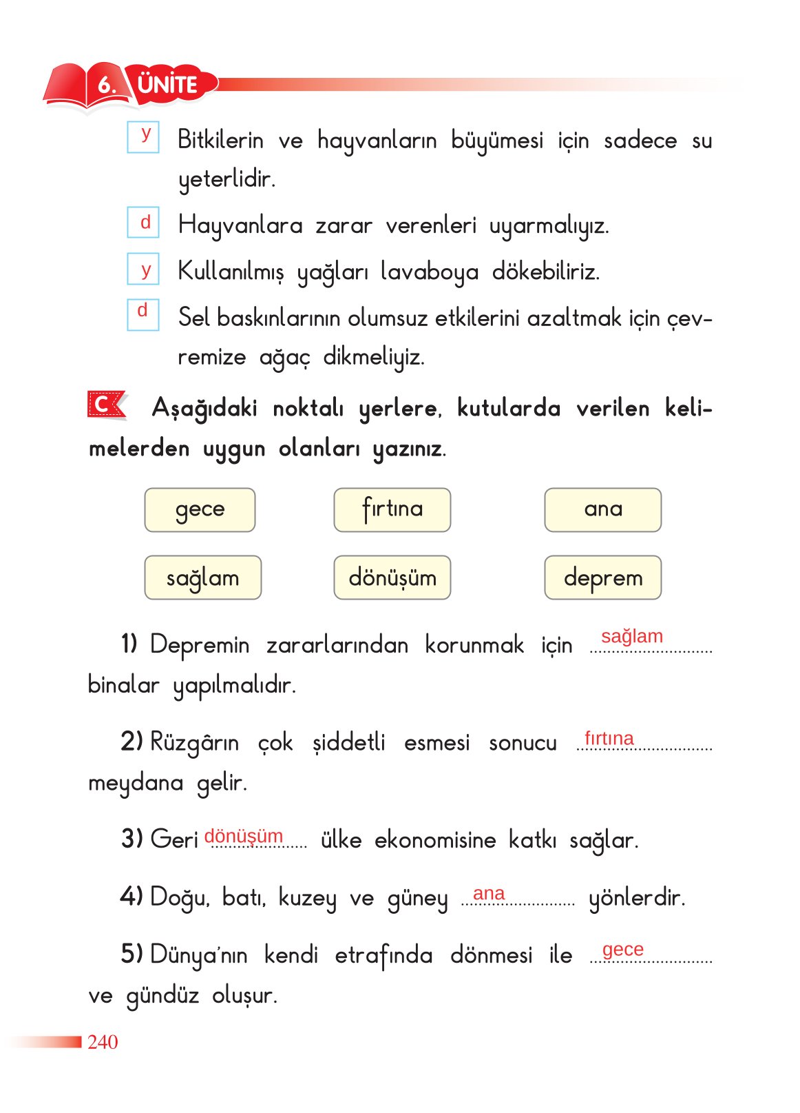 2. Sınıf Sdr Dikey Yayıncılık Hayat Bilgisi Ders Kitabı Sayfa 241 Cevapları