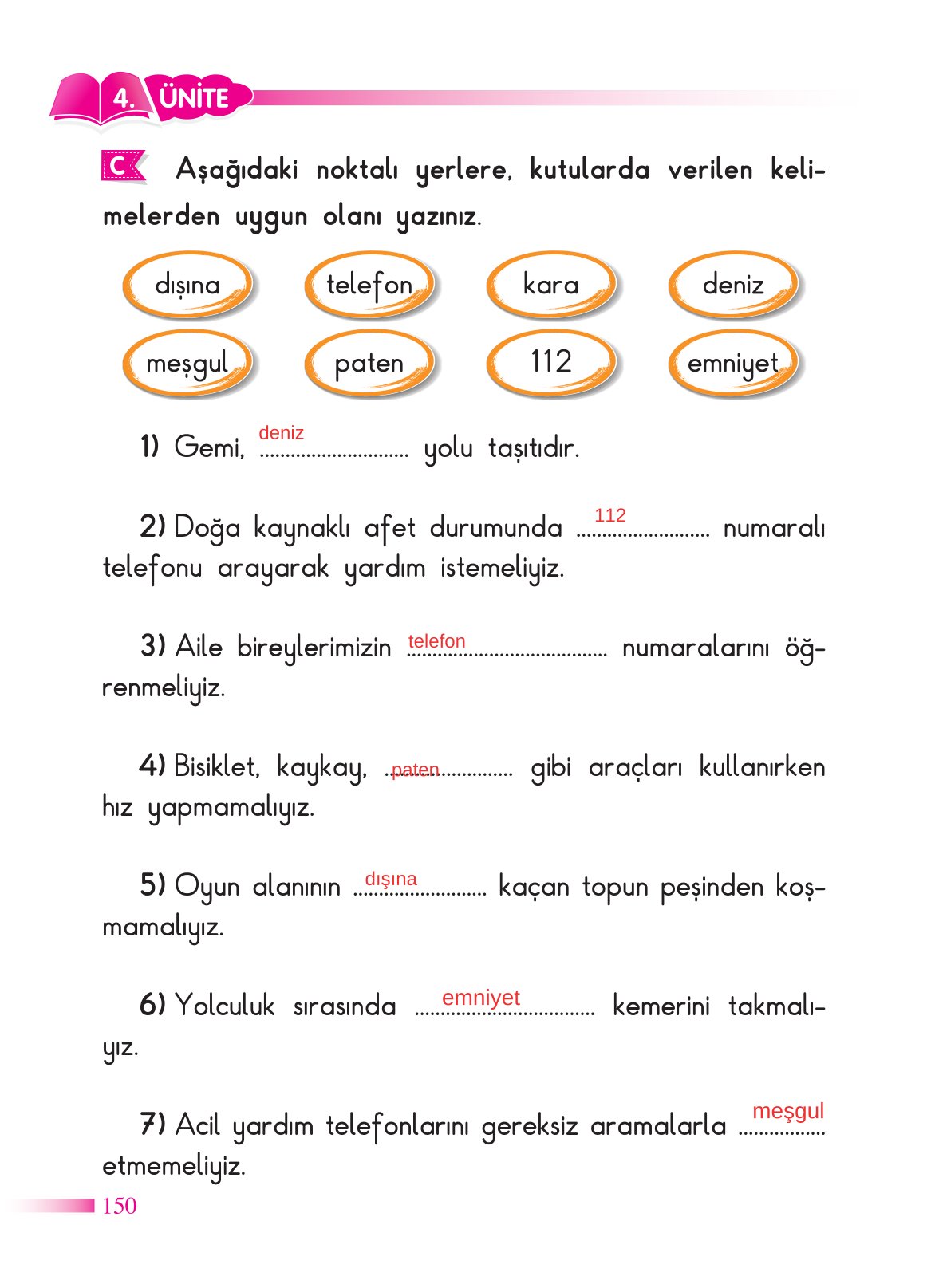 2. Sınıf Sdr Dikey Yayıncılık Hayat Bilgisi Ders Kitabı Sayfa 151 Cevapları