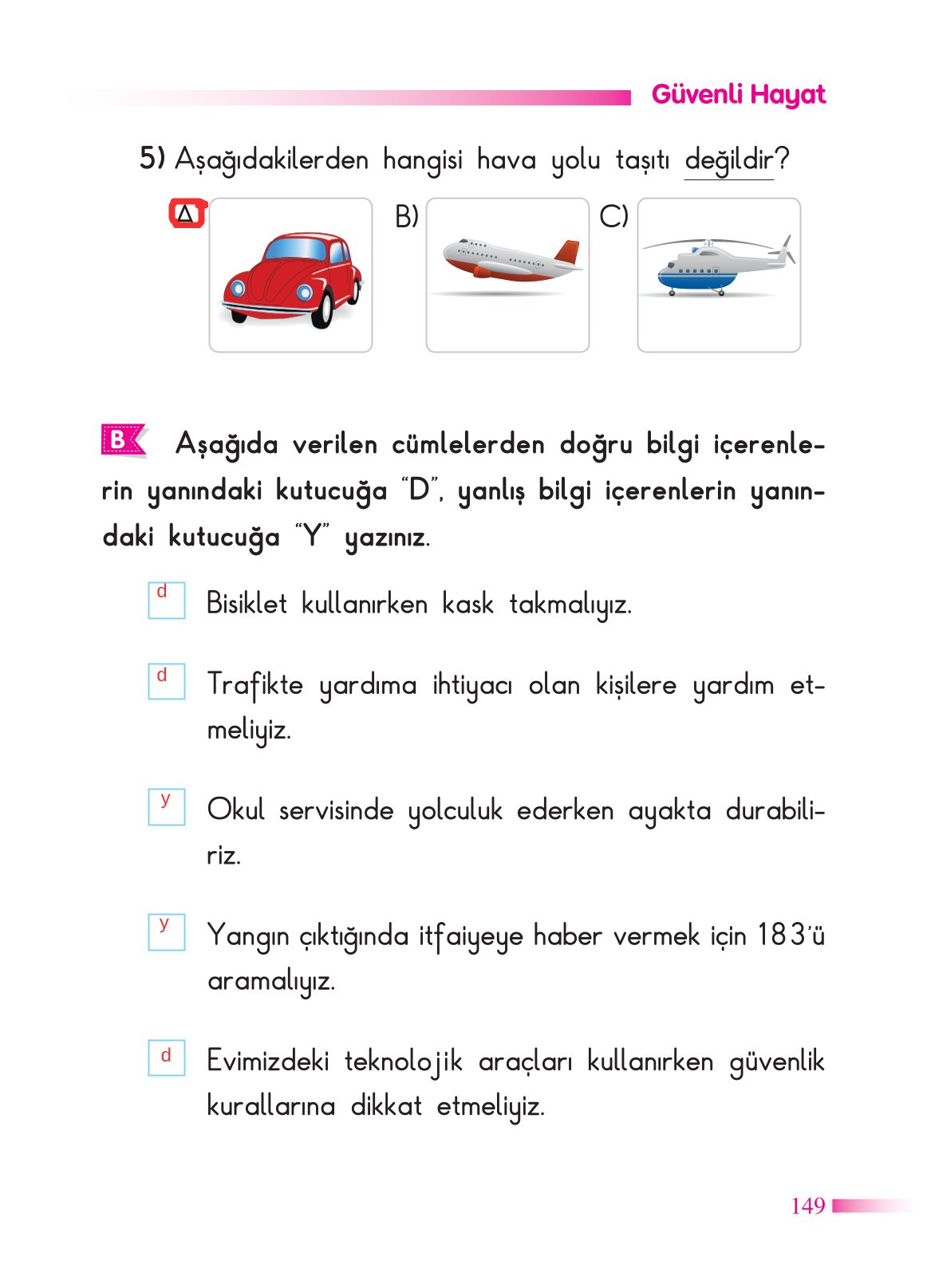 2. Sınıf Sdr Dikey Yayıncılık Hayat Bilgisi Ders Kitabı Sayfa 150 Cevapları