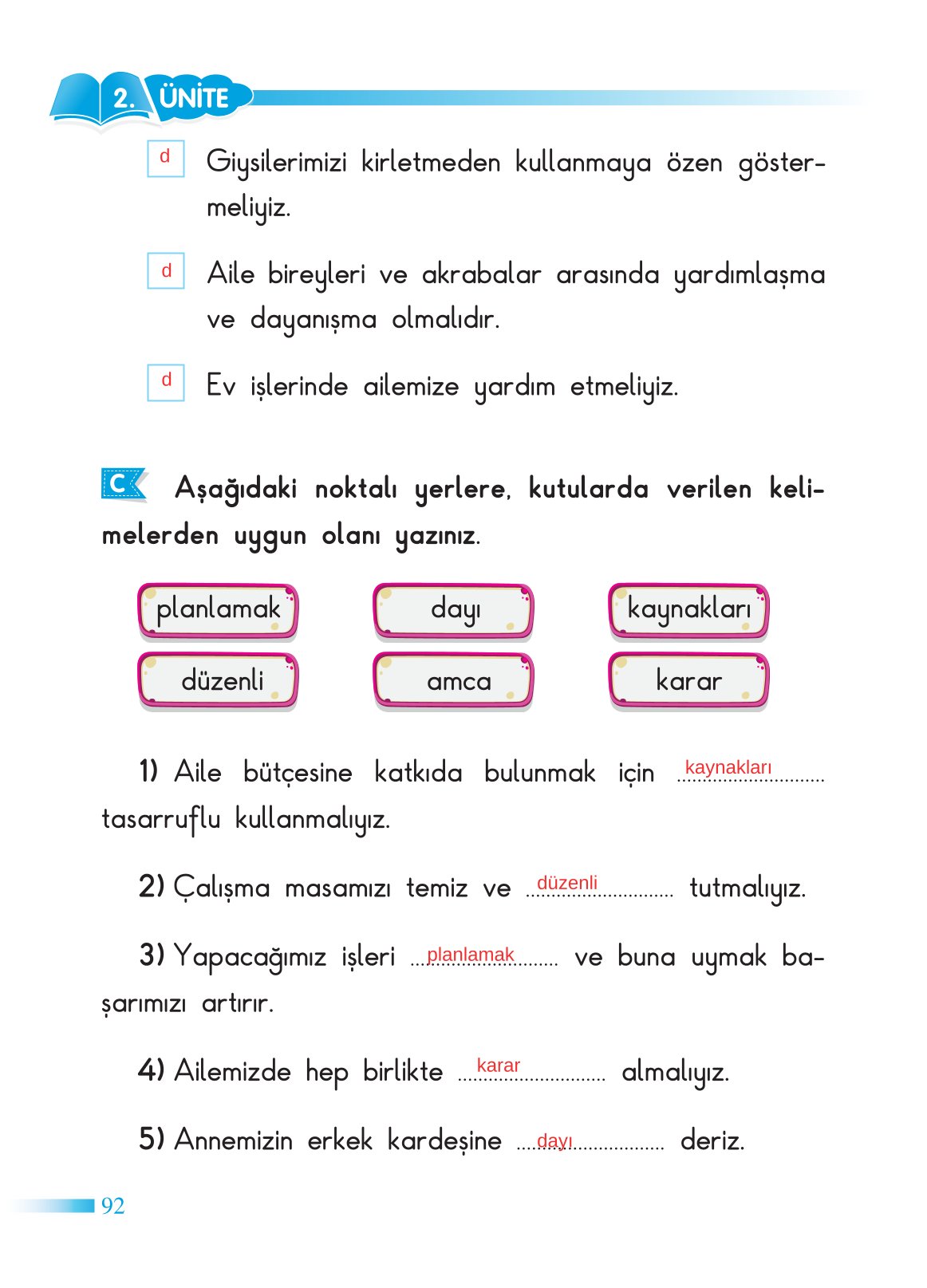 2. Sınıf Sdr Dikey Yayıncılık Hayat Bilgisi Ders Kitabı Sayfa 93 Cevapları