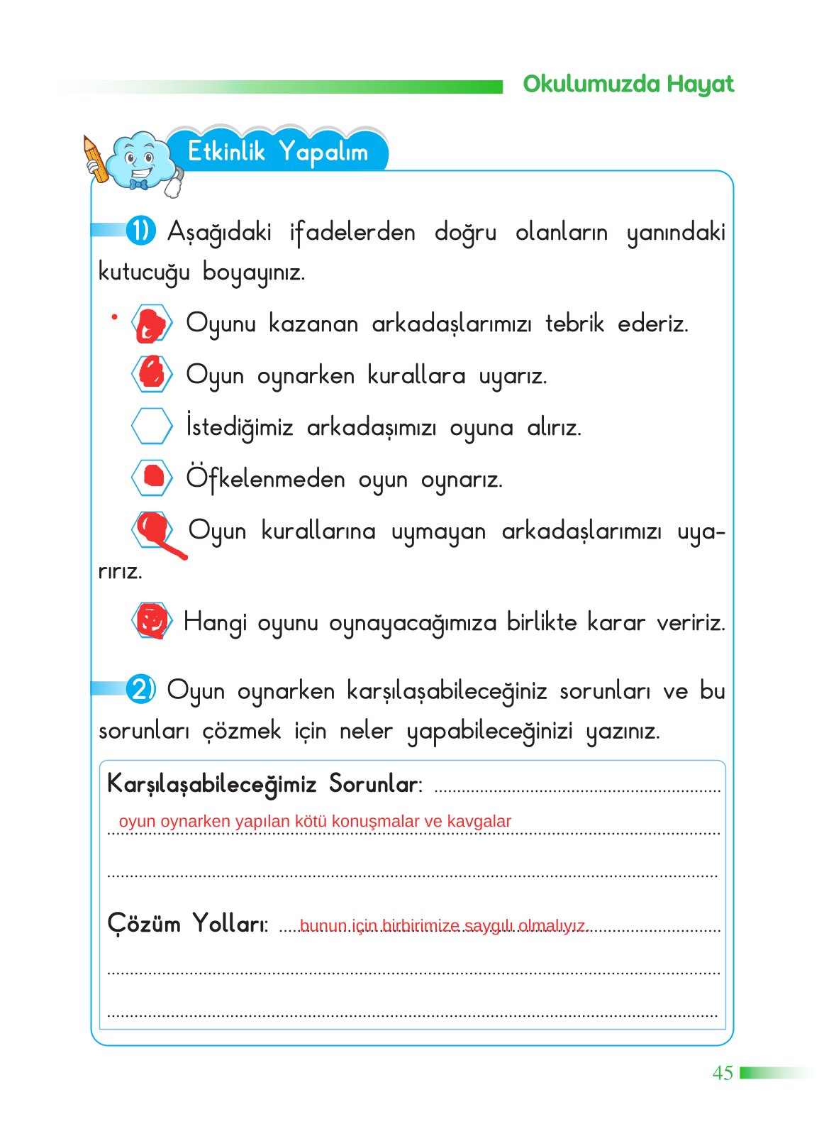 2. Sınıf Sdr Dikey Yayıncılık Hayat Bilgisi Ders Kitabı Sayfa 46 Cevapları