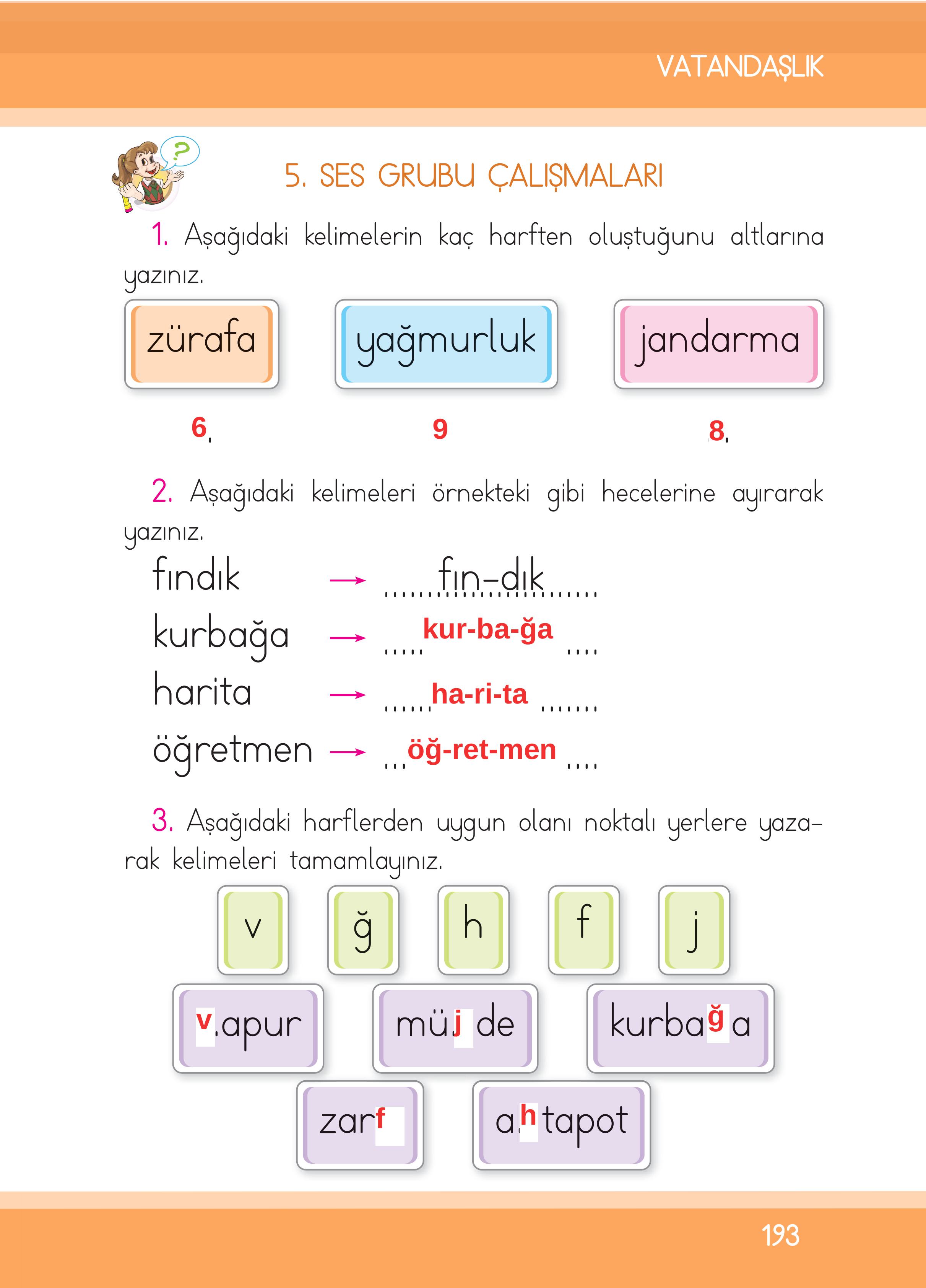 1. Sınıf İlke Yayınları İlk Okuma Yazma Kitabı Ders Kitabı Sayfa 193 Cevapları