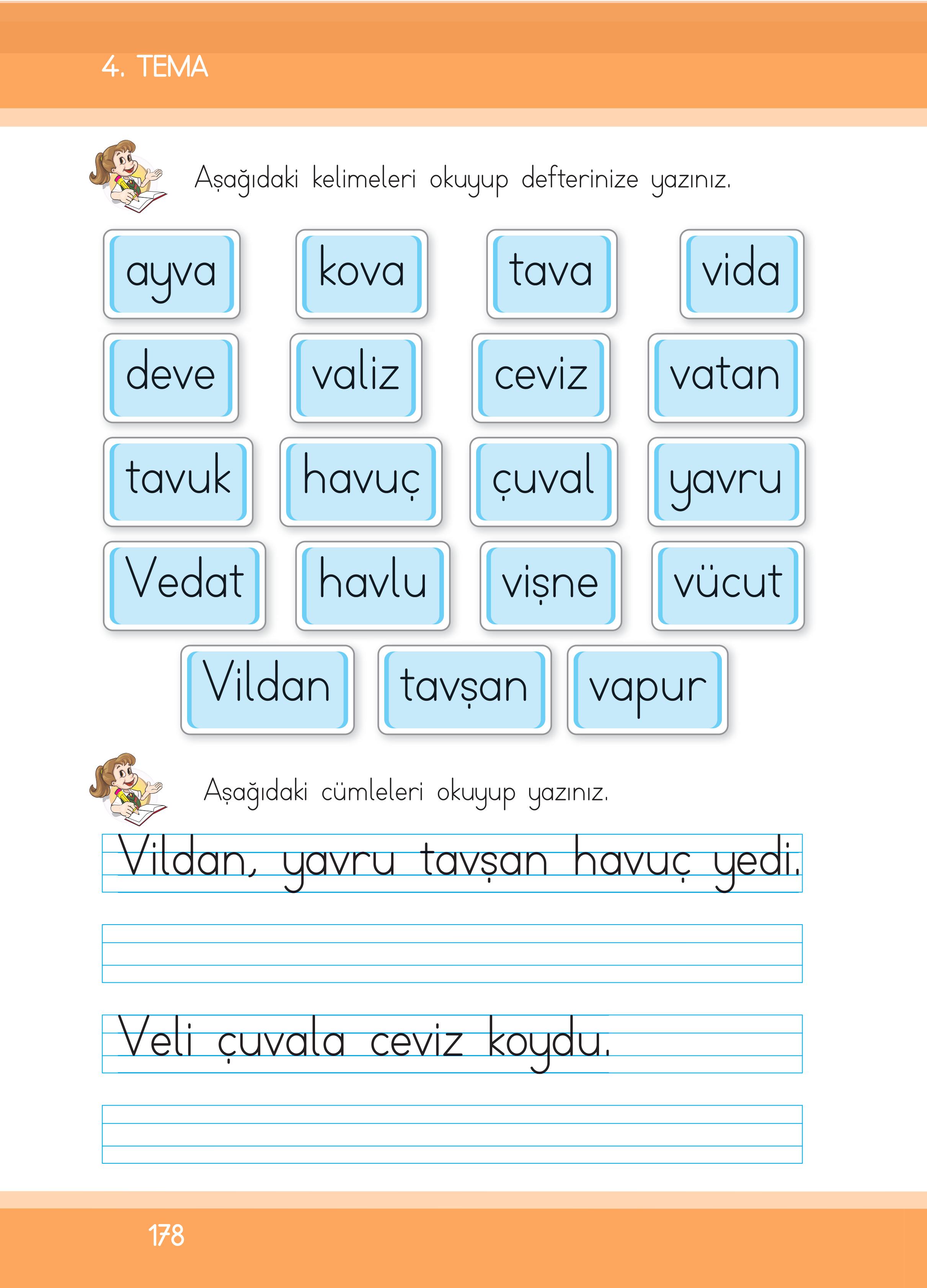 1. Sınıf İlke Yayınları İlk Okuma Yazma Kitabı Ders Kitabı Sayfa 178 Cevapları