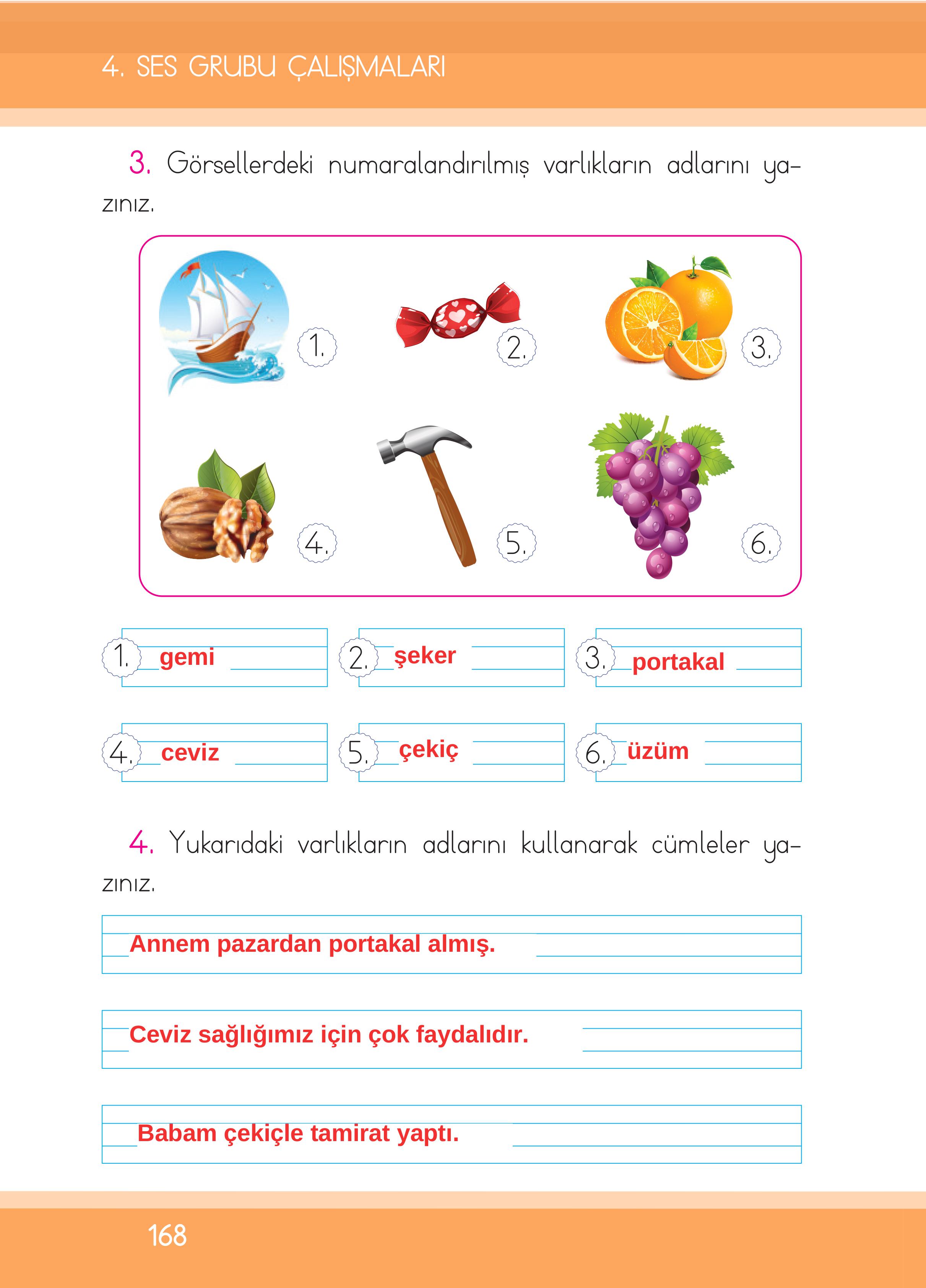 1. Sınıf İlke Yayınları İlk Okuma Yazma Kitabı Ders Kitabı Sayfa 168 Cevapları