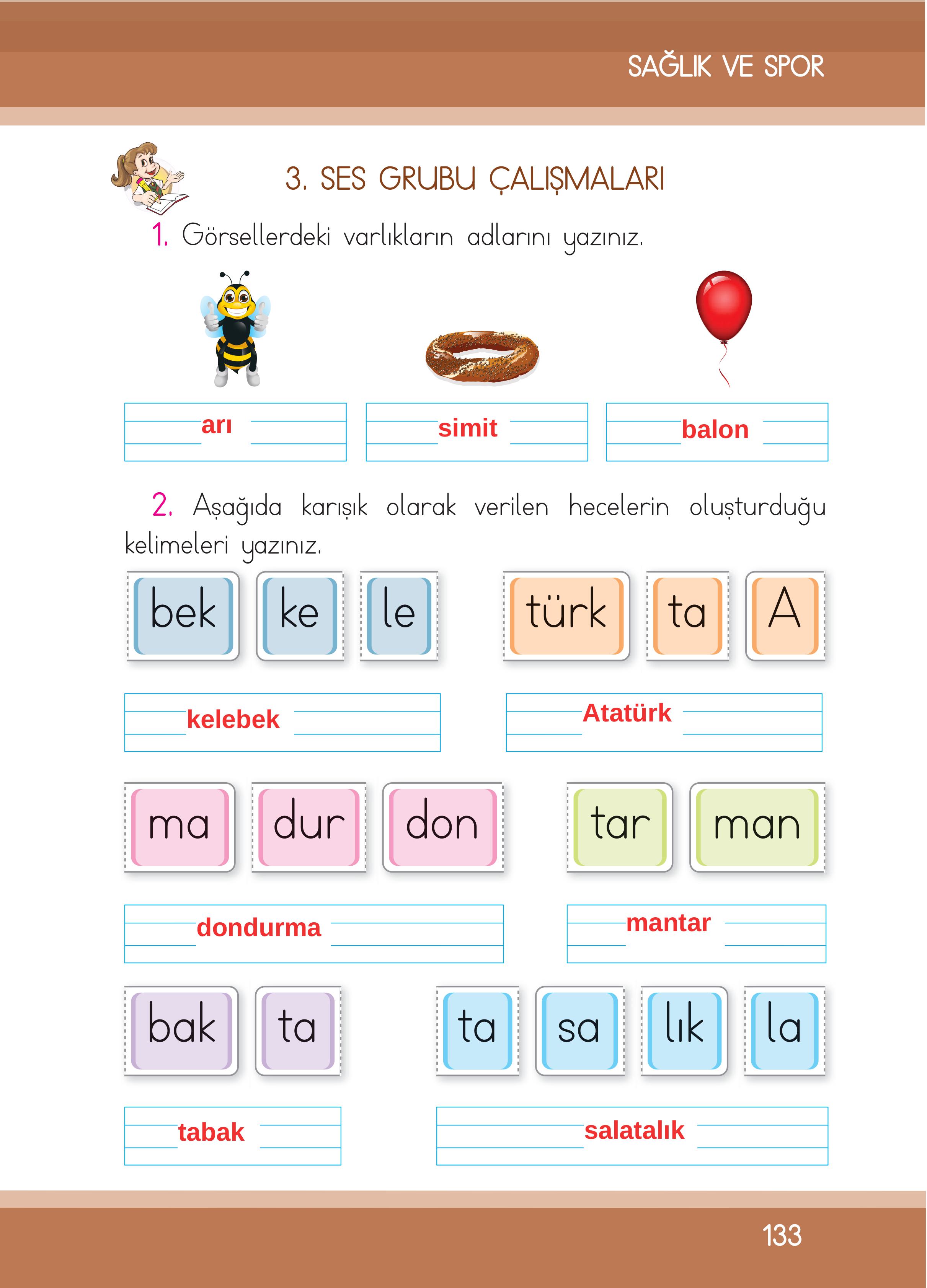 1. Sınıf İlke Yayınları İlk Okuma Yazma Kitabı Ders Kitabı Sayfa 133 Cevapları