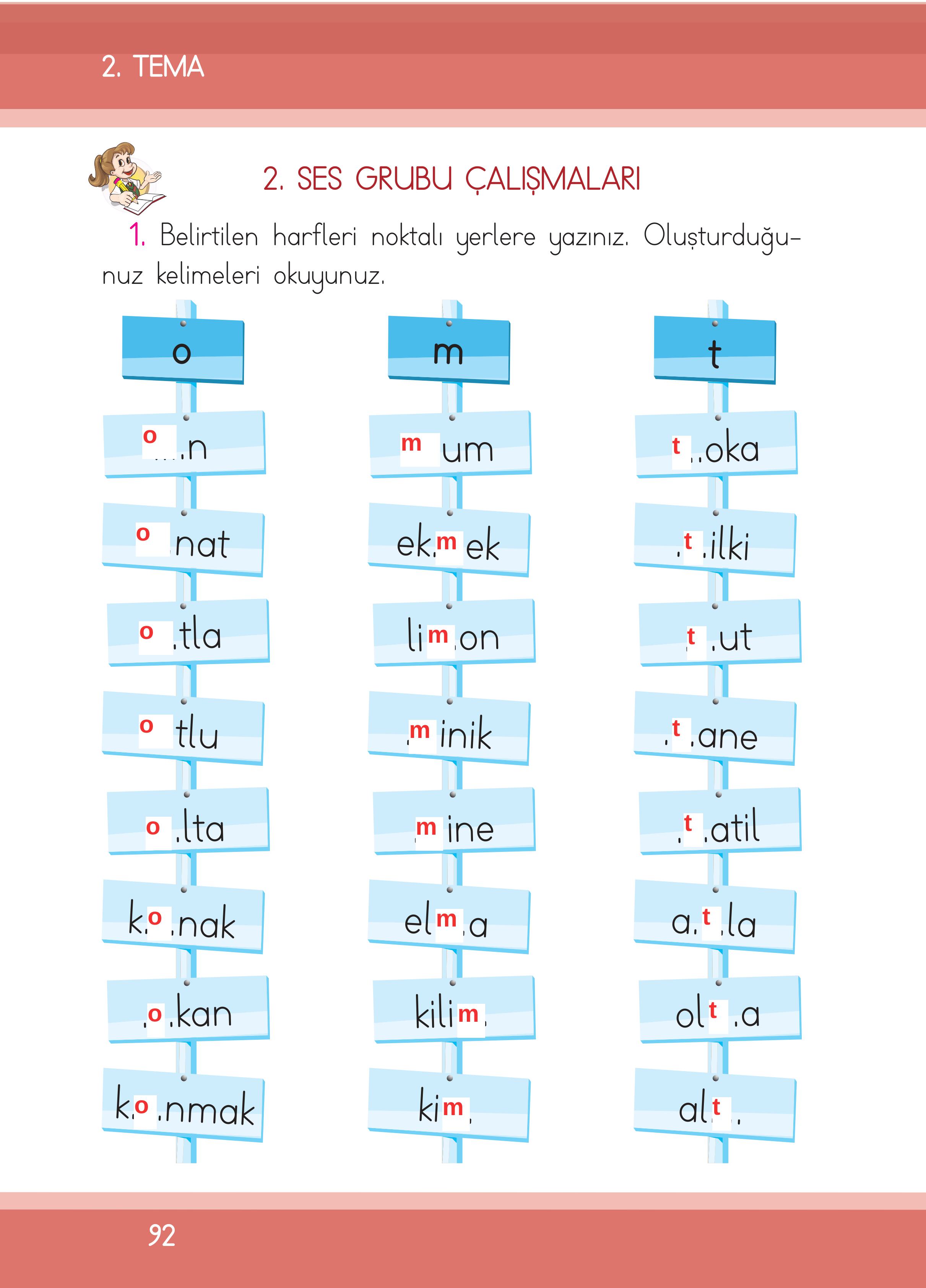 1. Sınıf İlke Yayınları İlk Okuma Yazma Kitabı Ders Kitabı Sayfa 92 Cevapları