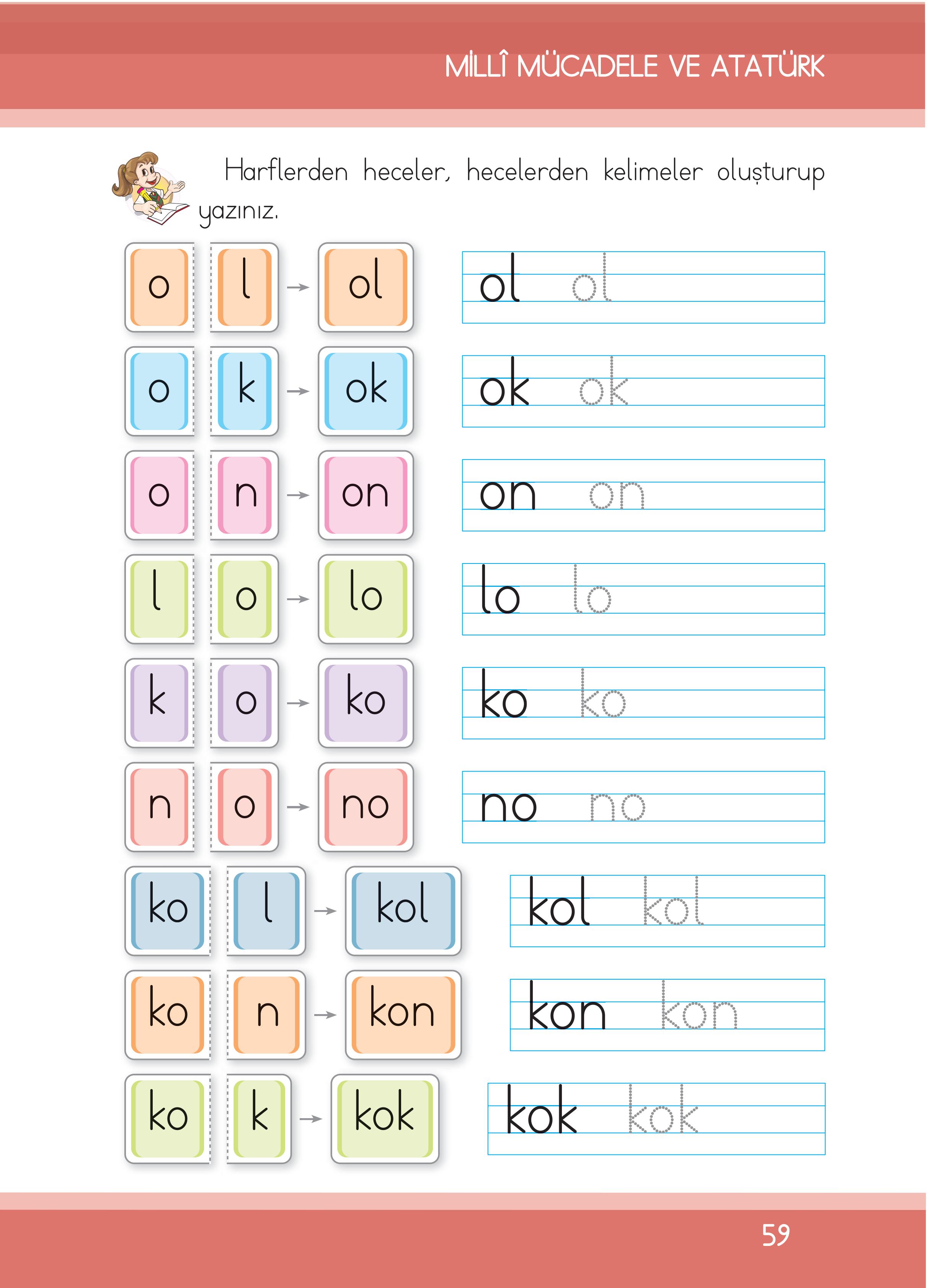 1. Sınıf İlke Yayınları İlk Okuma Yazma Kitabı Ders Kitabı Sayfa 59 Cevapları