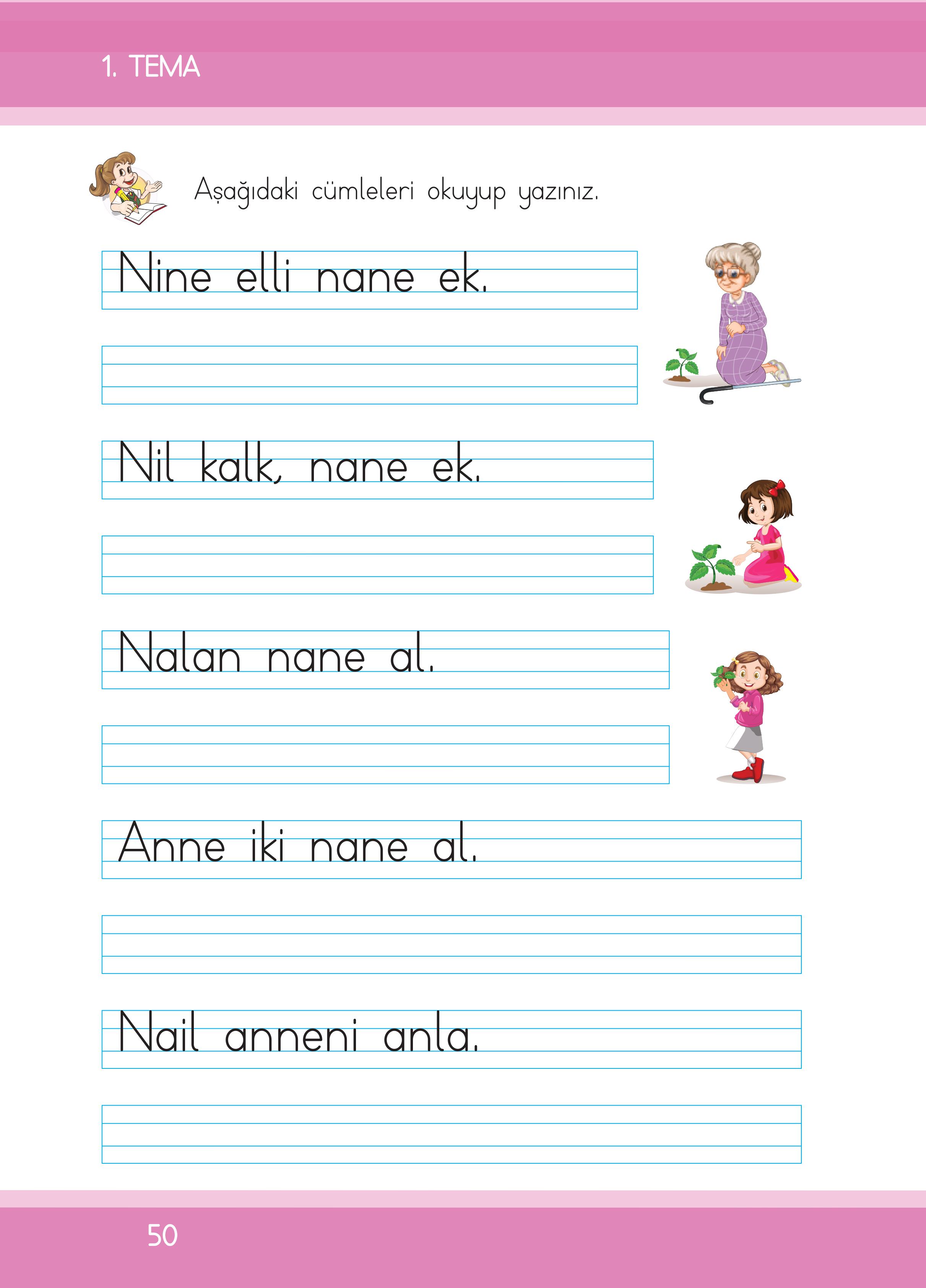 1. Sınıf İlke Yayınları İlk Okuma Yazma Kitabı Ders Kitabı Sayfa 50 Cevapları