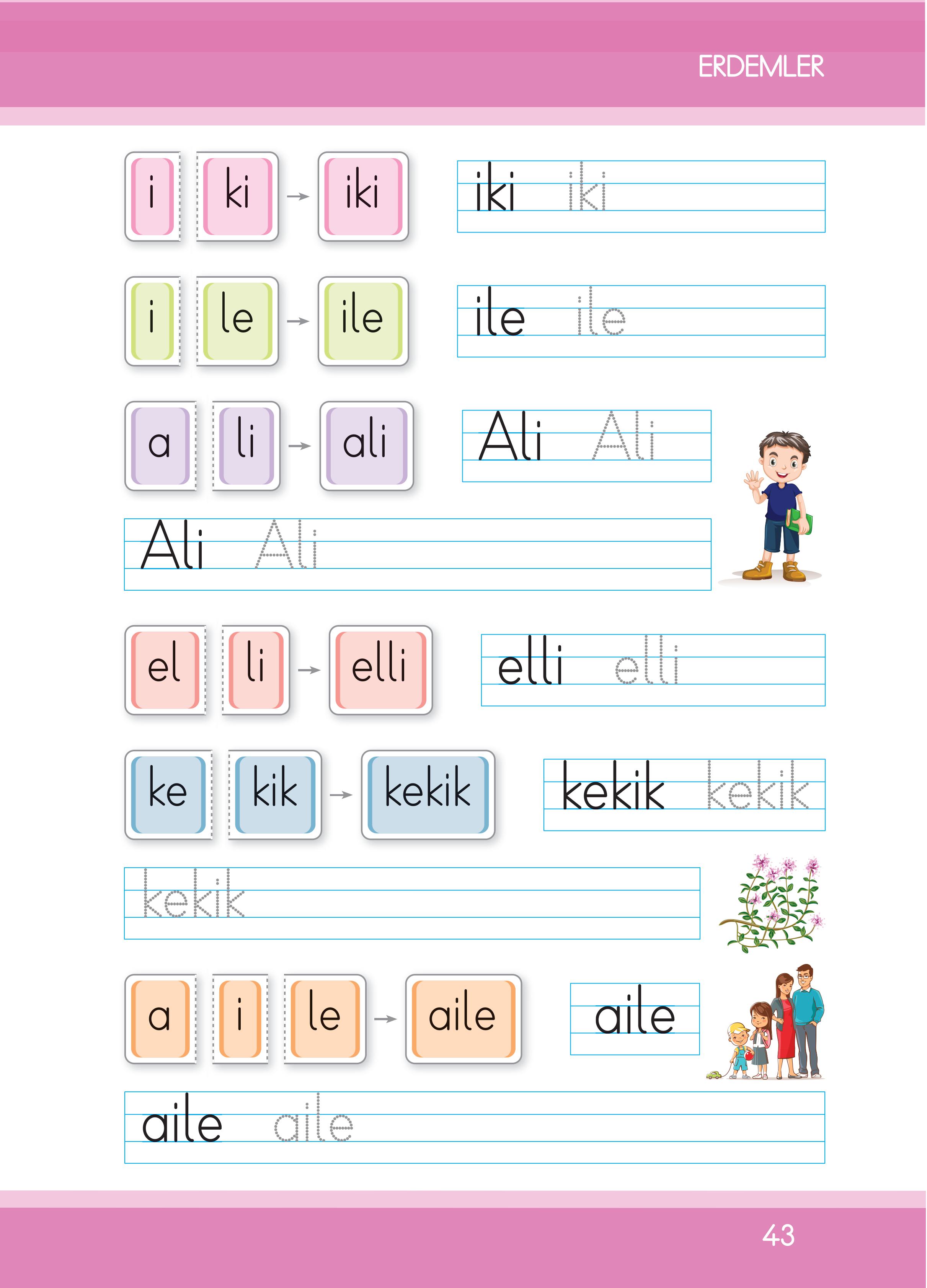 1. Sınıf İlke Yayınları İlk Okuma Yazma Kitabı Ders Kitabı Sayfa 43 Cevapları