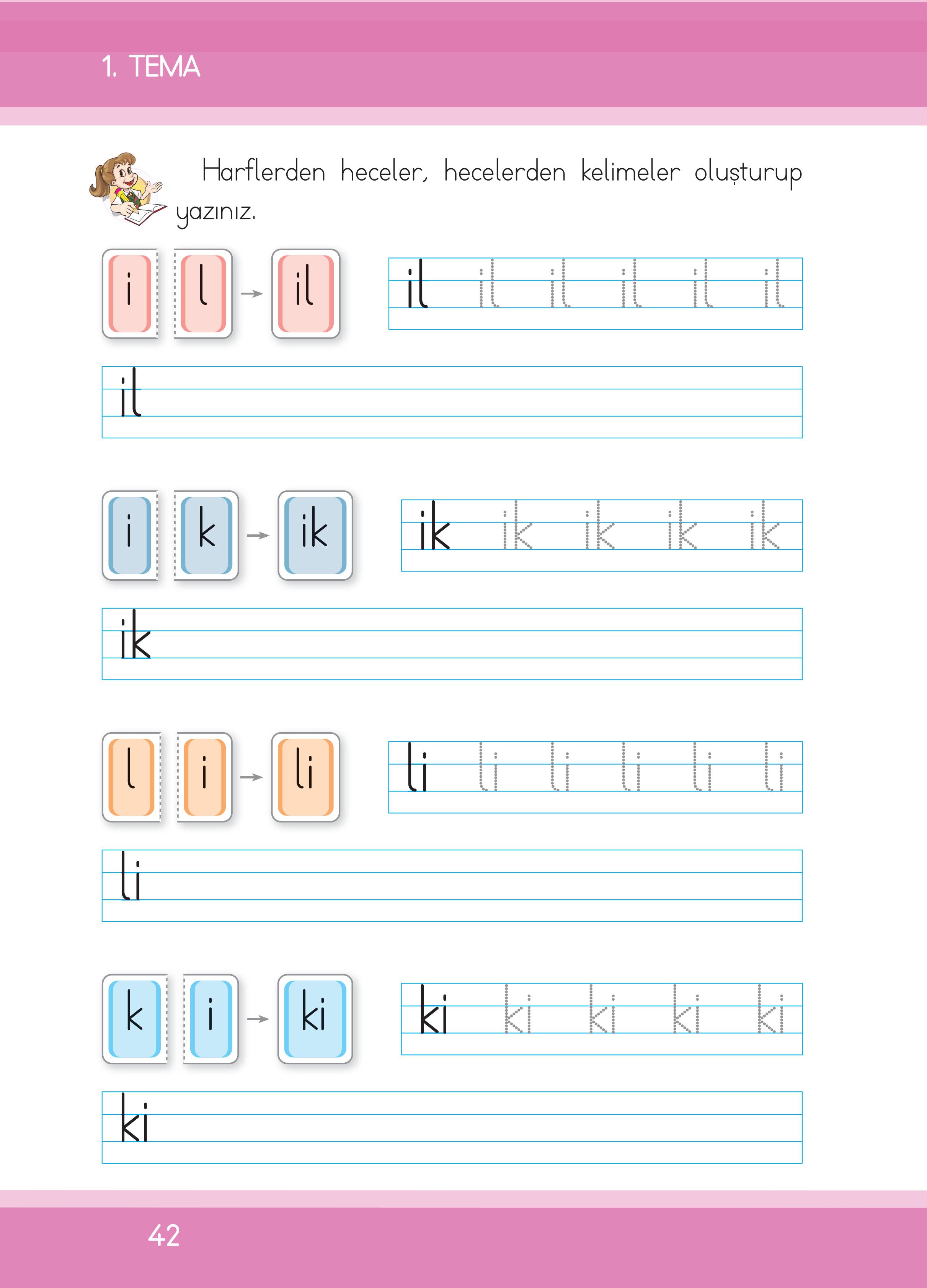 1. Sınıf İlke Yayınları İlk Okuma Yazma Kitabı Ders Kitabı Sayfa 42 Cevapları