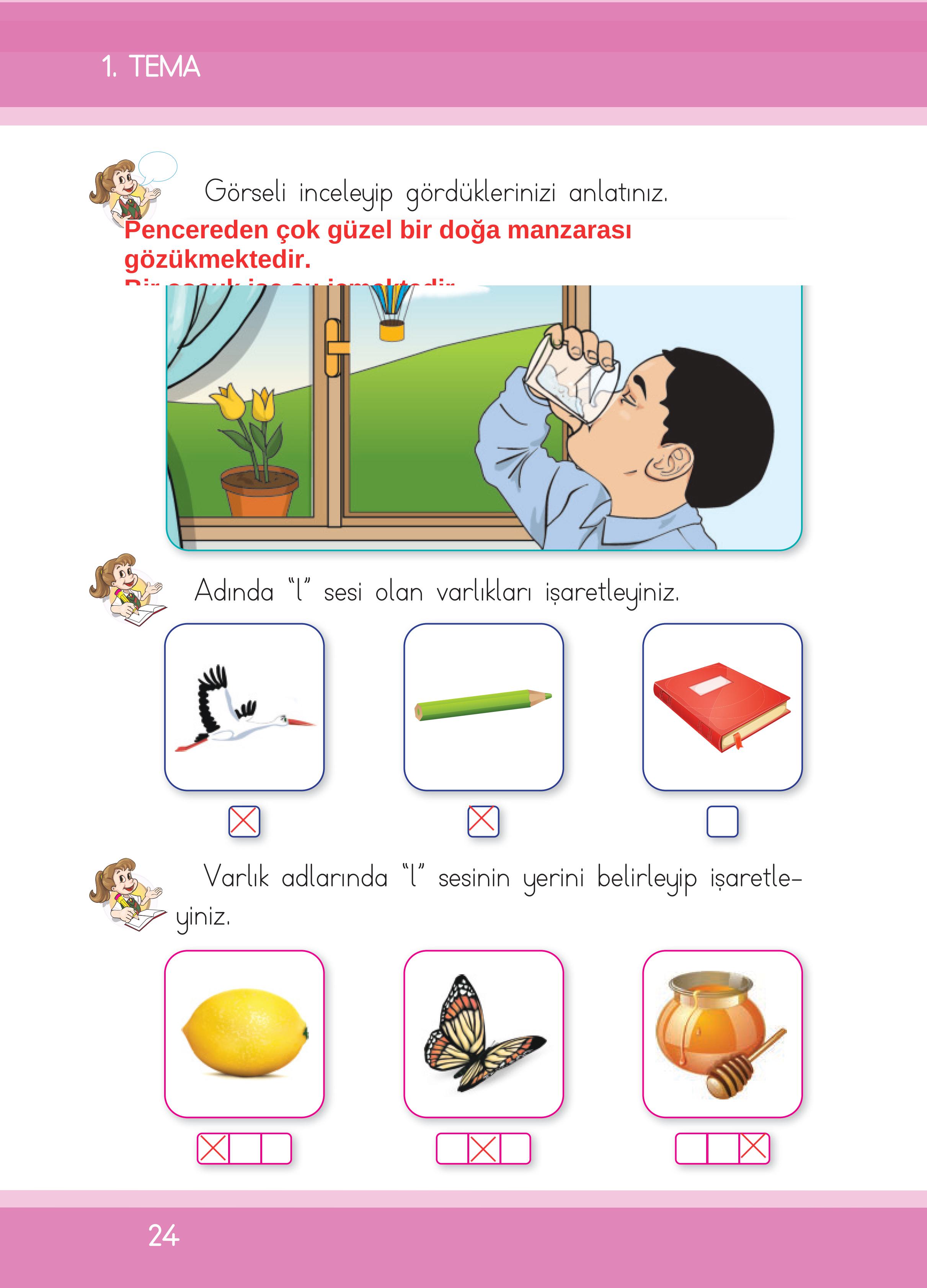 1. Sınıf İlke Yayınları İlk Okuma Yazma Kitabı Ders Kitabı Sayfa 24 Cevapları