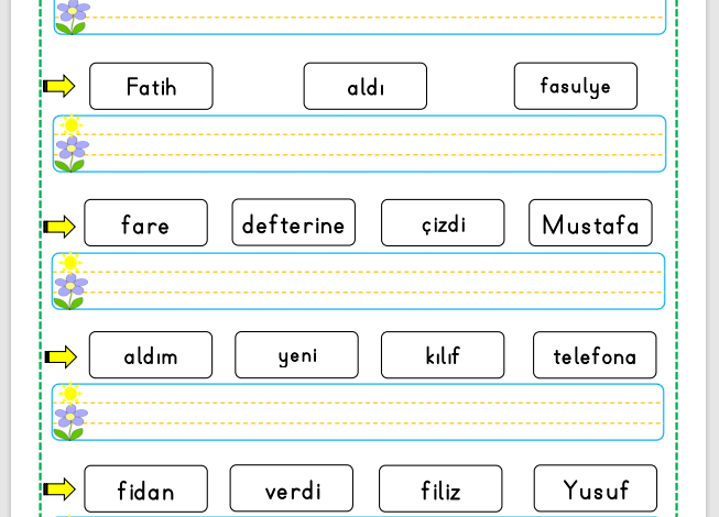 “F Sesi” Cümle Oluşturma Etkinlikleri