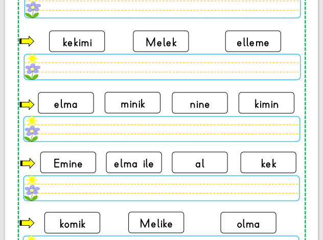 “M Sesi” Cümle Oluşturma Etkinlikleri