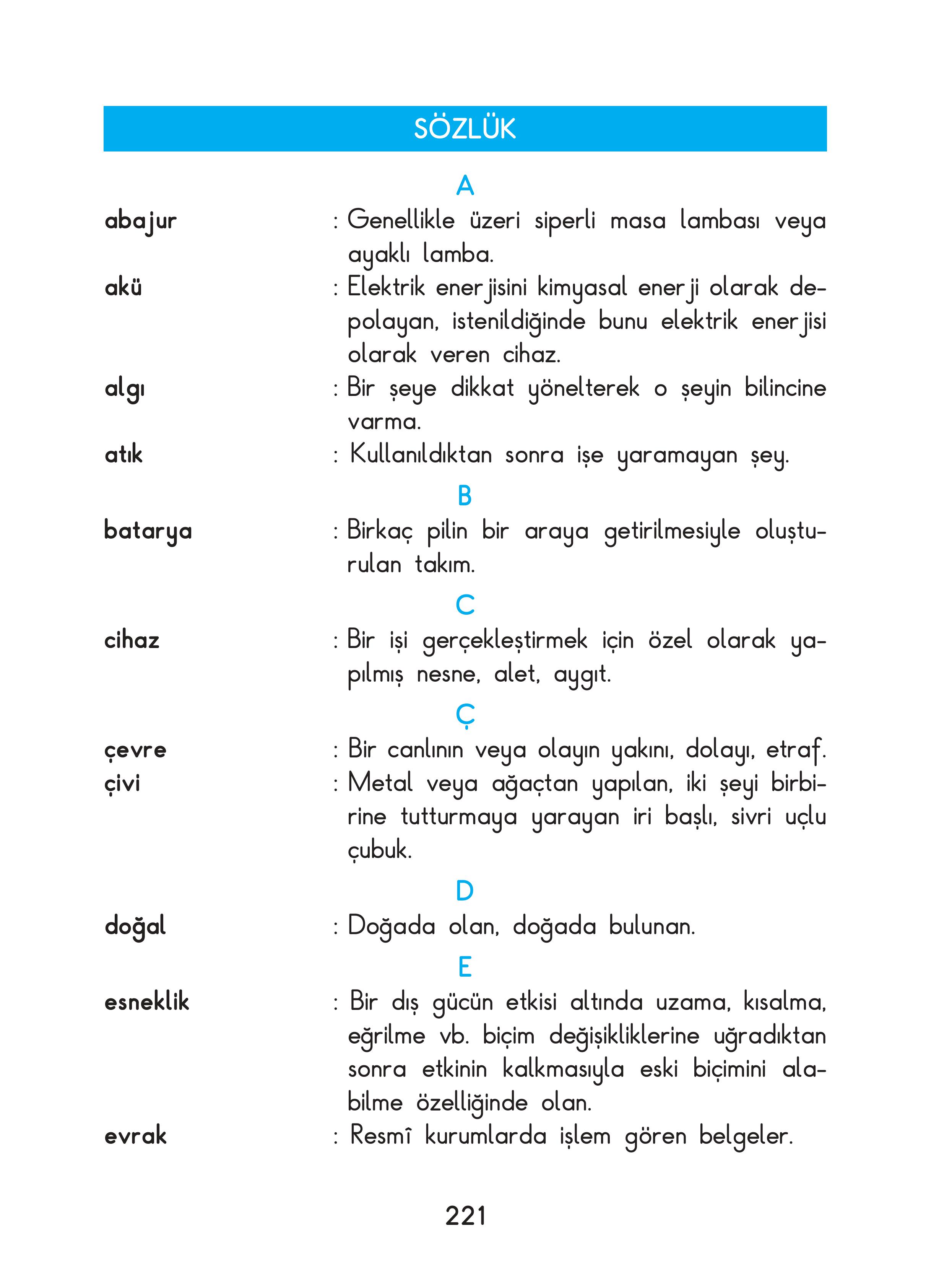 3. Sınıf Sdr Dikey Yayıncılık Fen Bilimleri Ders Kitabı Sayfa 221 Cevapları