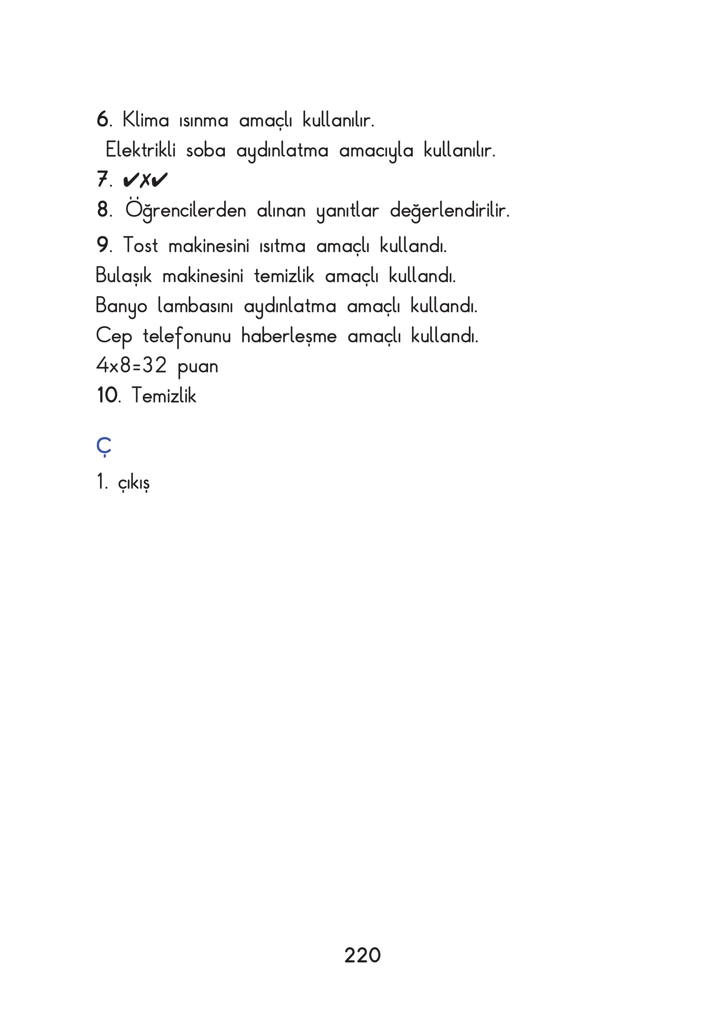 3. Sınıf Sdr Dikey Yayıncılık Fen Bilimleri Ders Kitabı Sayfa 220 Cevapları